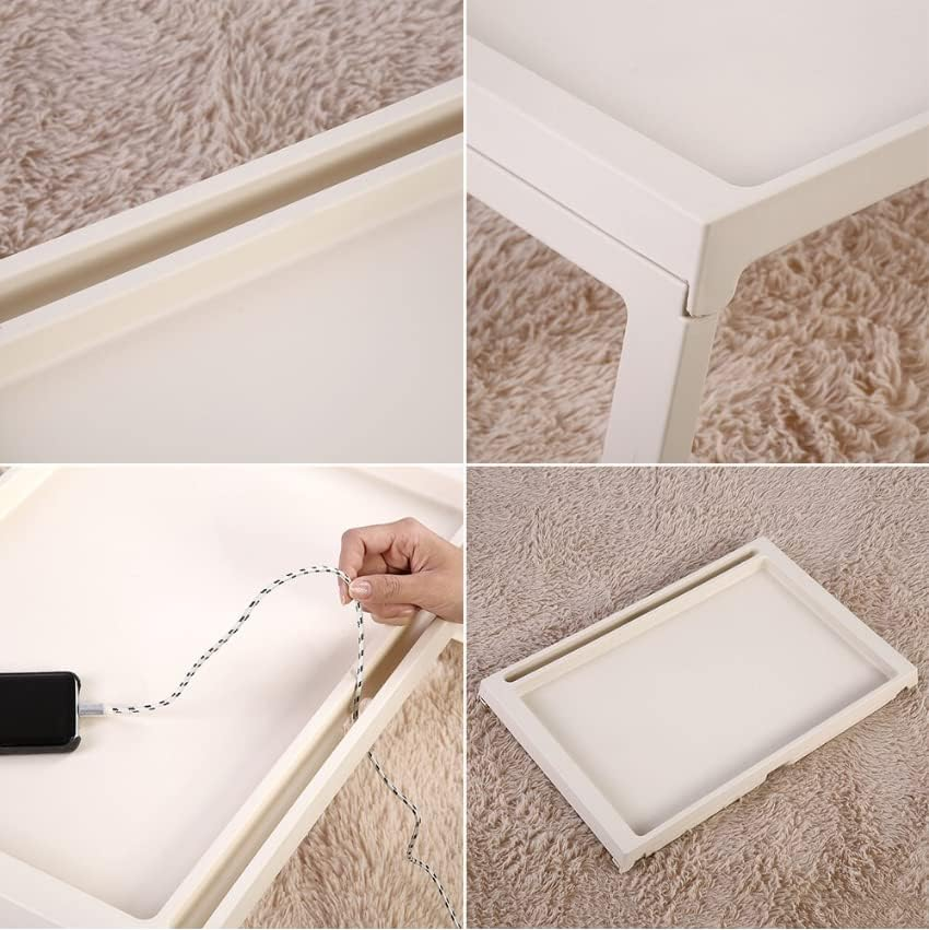 Multifunction Laptop Bed Desk with Foldable Legs for Home Office, Breakfast Serving Bed Stand Tray, Sofa Tray with Foldable Legs, Multifunction Lap Tablet with Drawer for Eating (White) image number 4