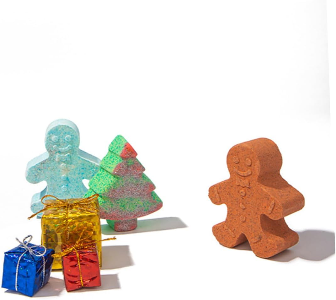COOLHIYA 6Pcs Christmas Bathing Bomb Salt Ball Gingerbread Man Skin-Friendly Bubble Bath Salt image number 6