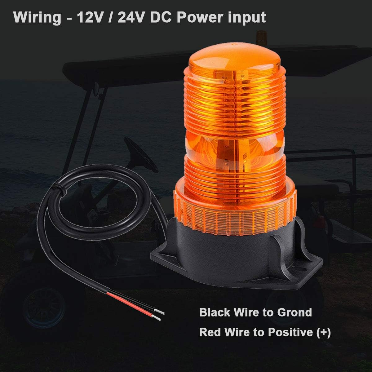 12V-24V Magnetic Amber LED Emergency Warning Flashing Safety Strobe Beacon Light for Golf Cart Tow Truck Tractor Forklift SUV Utility Car Construction Vehicle image number 1
