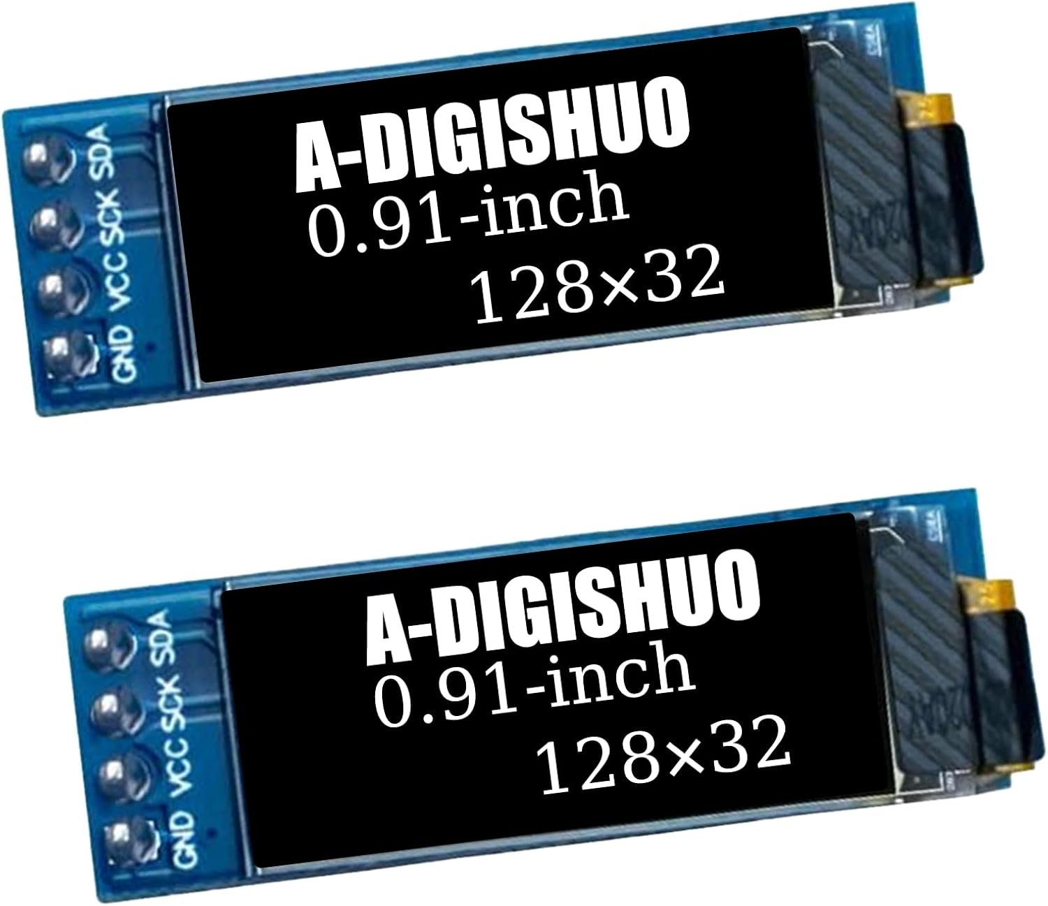 A-DIGISHUO 2Pcs 0.91 Inch I2C OLED Display Module DC 3.3V-5V 128&times;32 Resolution Compatible with Arduino Raspberry PI White image number 3