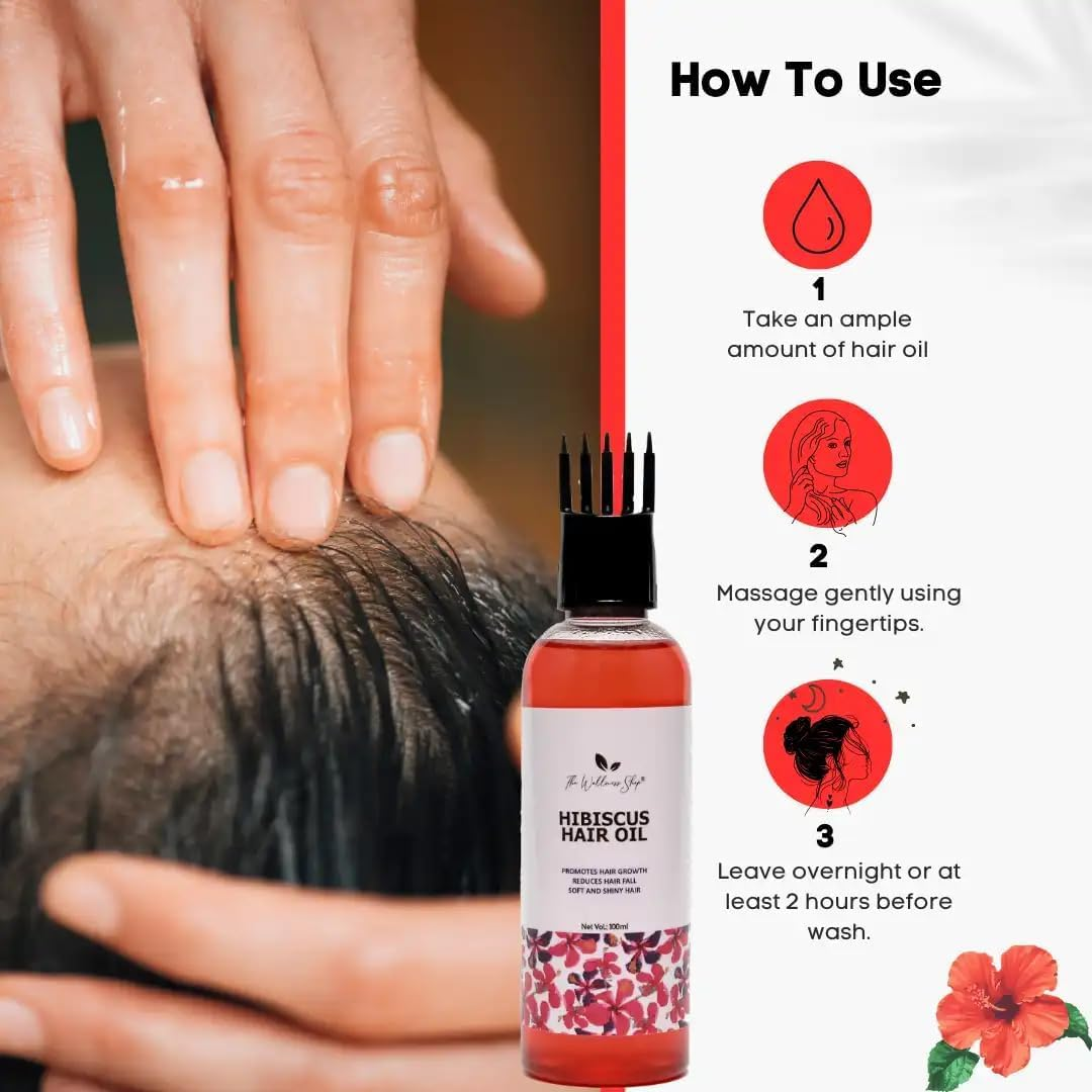 Green Velly the Wellness Shop- Hibiscus Hair Oil, Natural Promote Hair Growth Hair Oil, All Scalp Types, Dry, Reduces Hair Fall, Soft and Shiny Hair for Women 100Ml