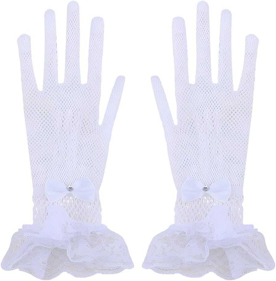 Halloween Costumes Accessories Gloves for Girls Women Gothic Vintage Tea Party Gloves for Wedding Christmas Birthday Outfits