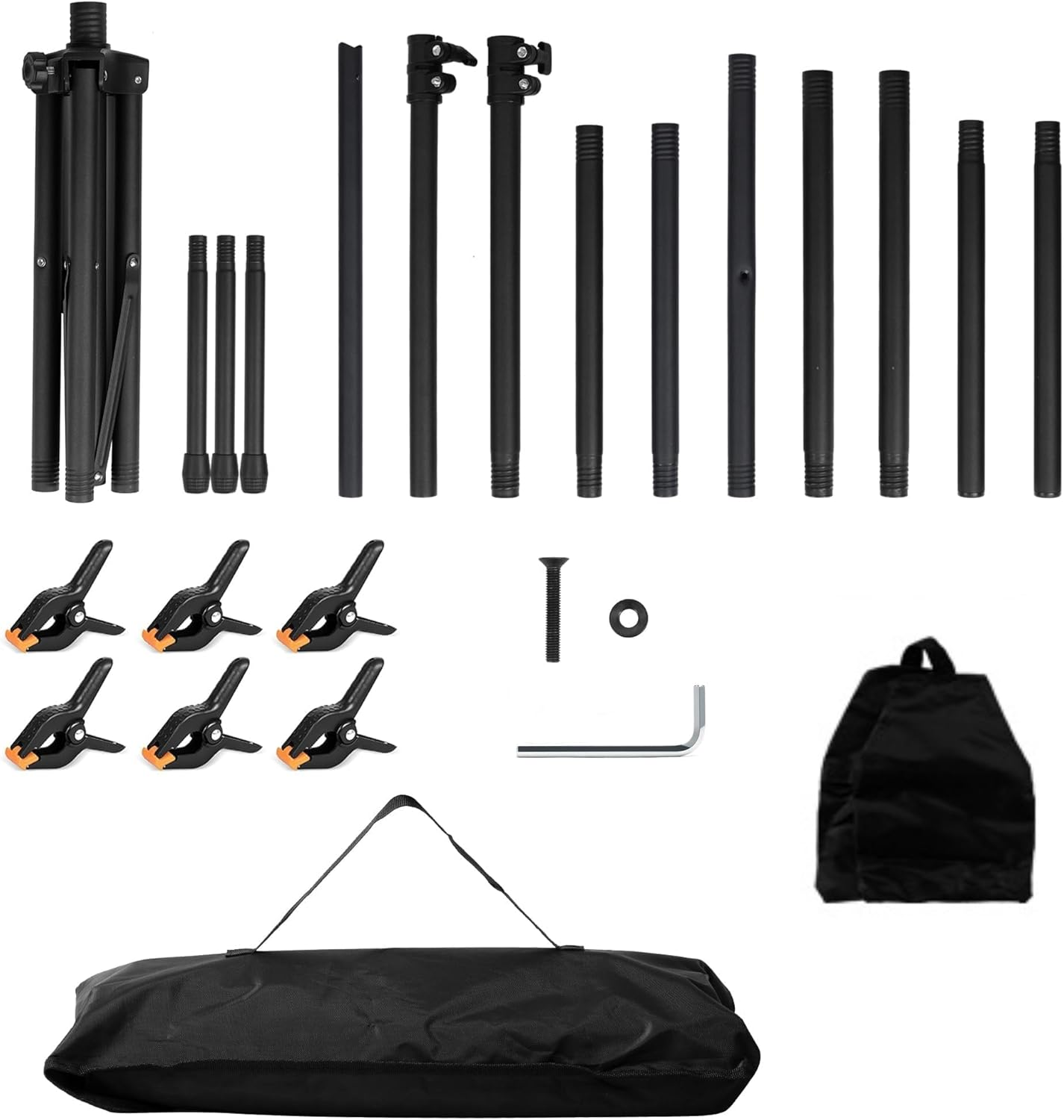 Photography T-Shape Backdrop Stand Kit, 2M&times;2.6, with 6 Spring Clamps and Carry Bag (Large) image number 6