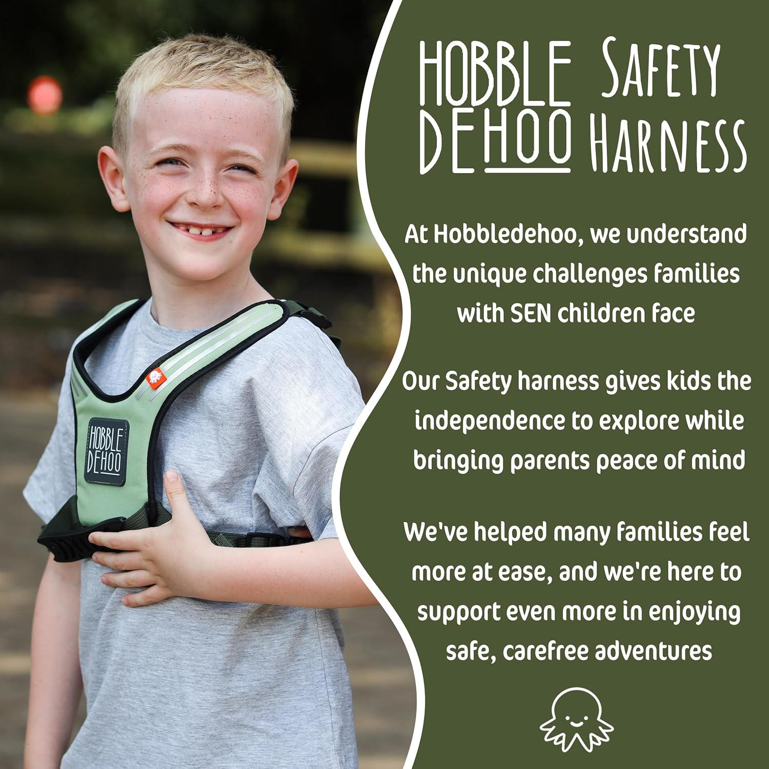 Hobbledehoo Child Harness Safety for Kids Toddlers Aged 2-7 Walking Supporting SEN Special Needs Leash (Green) image number 3