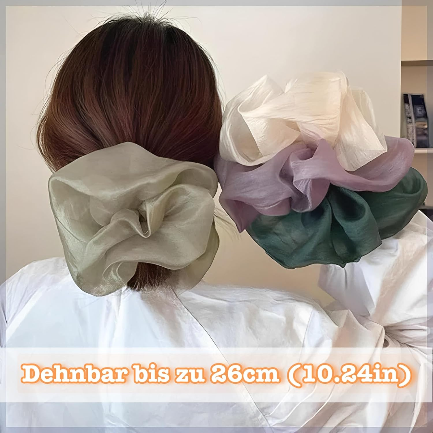 Ypkia Pack of 4 Large Mesh Scrunchie Hair Scrunchies Women'S Ponytail Holder Elastic Cable Elastic for Women and Girls image number 2