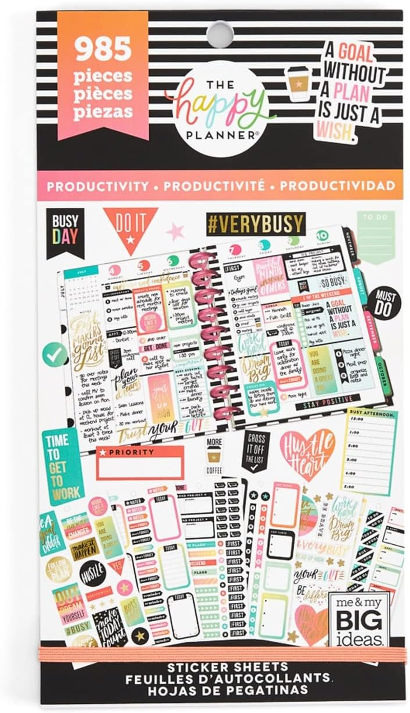 Me & My BIG Ideas Sticker Value Pack - the Happy Planner Scrapbooking Supplies - Everyday Plans Theme - Multi-Color - Great for Projects, Scrapbooks & Albums - 30 Sheets, 1486 Stickers Total image number 2