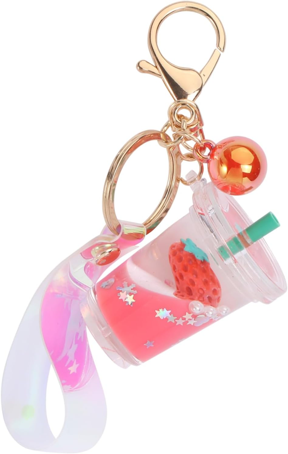 1Pc Fruit Keychain Hand Bags Elegant Key Chain Tote Purse for Women Fringe Purse Car Trim Wallet for Women Creative Quicksand Key Ring Quicksand Liquid Tote Bag Tassel Miss White