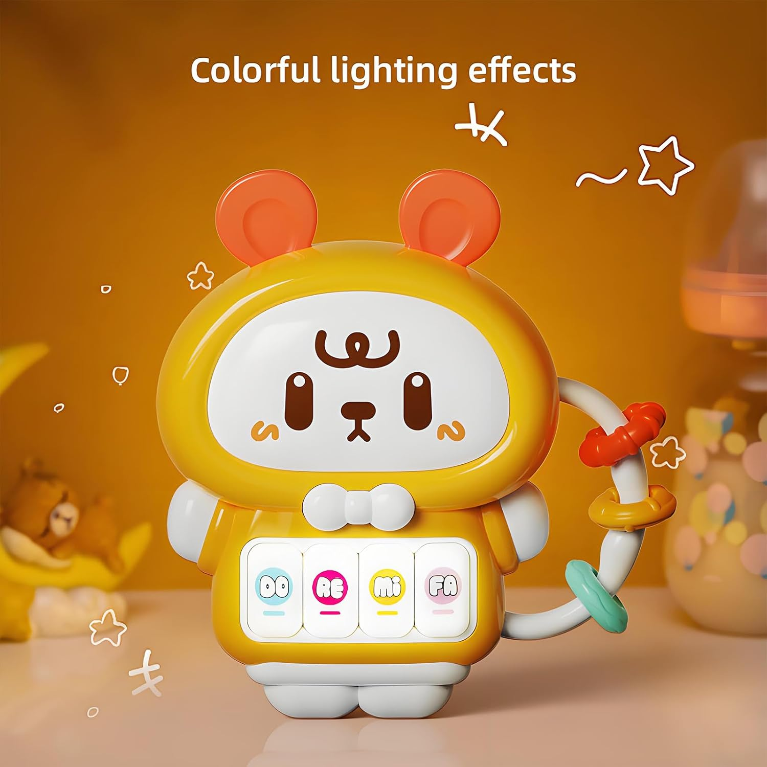 Baby Musical Rattle Toy, Rabbit Light-Up Teether & Sensory Fine Motor Skills Toy 1St Birthday Gift for 18 Month Infant Toddler Boy Girl (Pink) image number 1