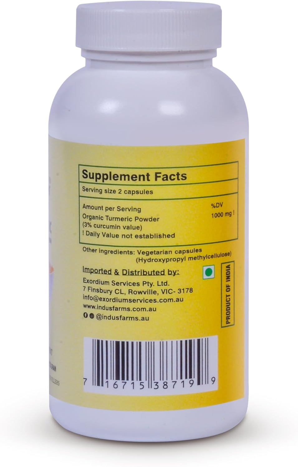 Turmeric Organic Capsules Herbal Supplement Curcumin Vegan GMO Free Natural 1000Mg per Serving 60 Count image number 5