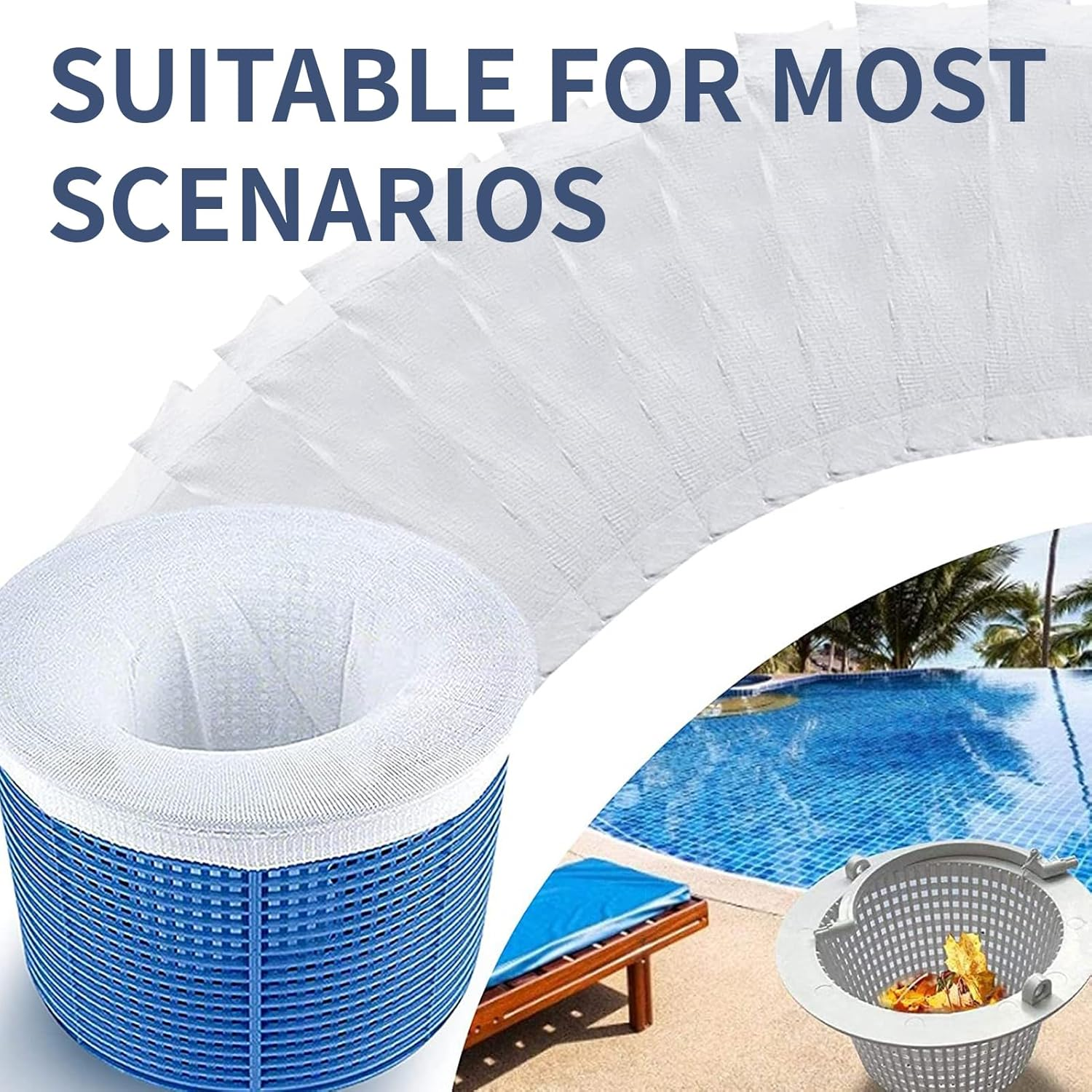 30 Pack of Premium Swimming Pool Skimmer Socks, Ultra-Fine Mesh Filter Storage Bags for Skimmer Baskets, Anti-Fouling Cover to Trap Leaves, Hair, and Debris for Inground and above Ground Pools image number 2