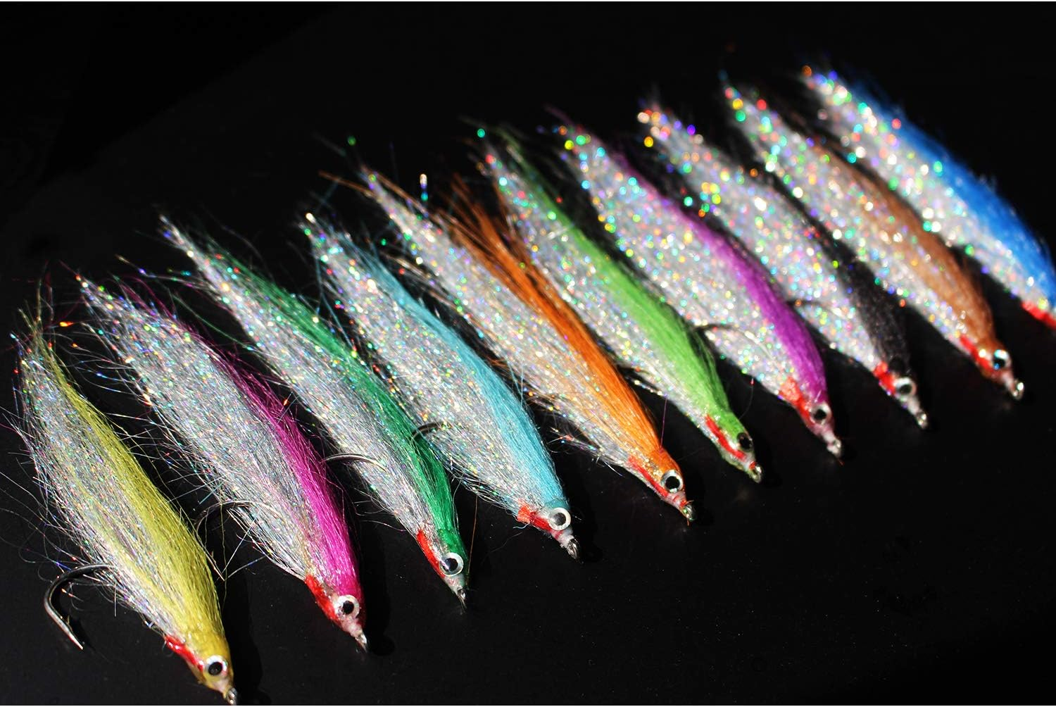 Tigofly 10 Pcs 10 Colors 1/0 4Cm High Carbon Hook Holo Silver Salmon Trout Sea Bass Steelhead Minnow Fly Fishing Flies Lure Set image number 4