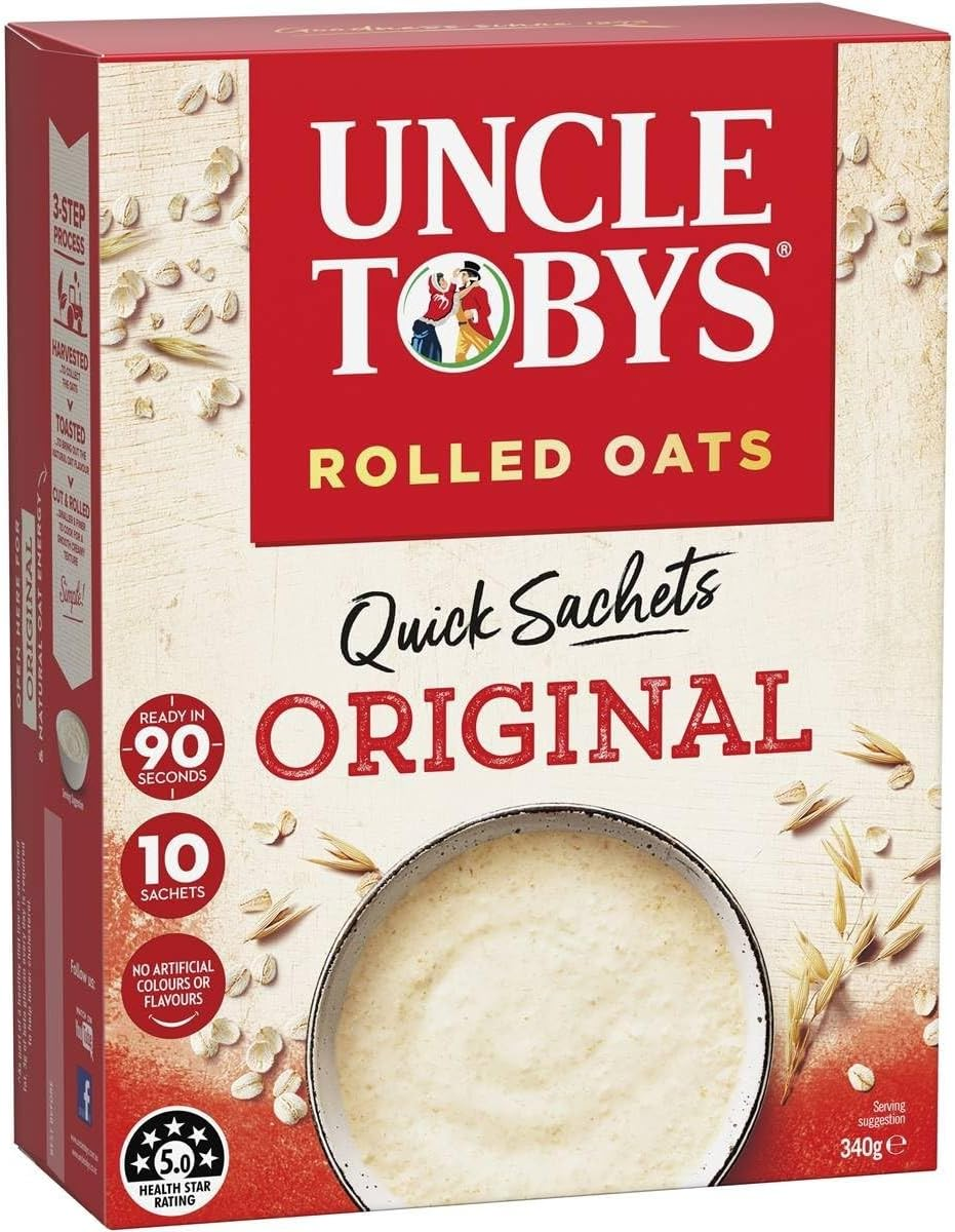 Uncle Tobys Quick Sachets Original Oats Breakfast Cereal (Pack of 10)