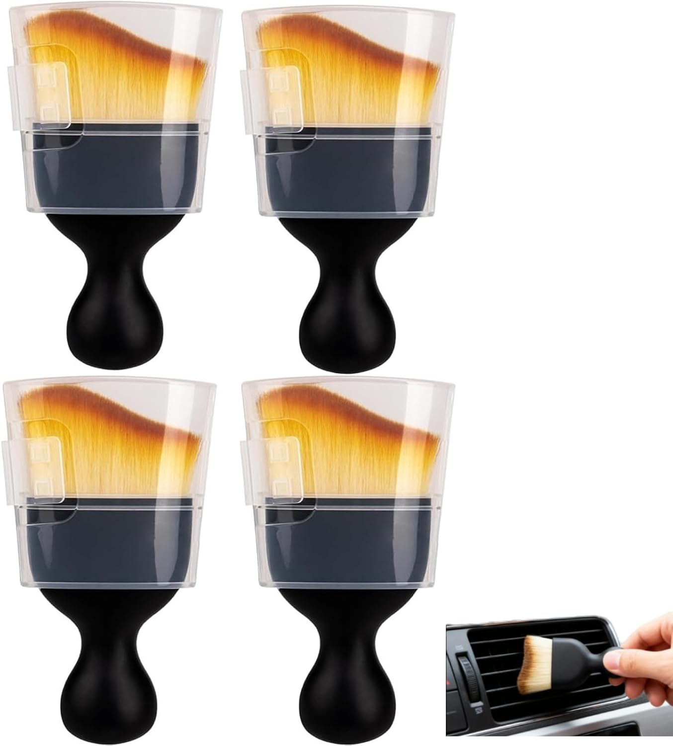 4PCS Car Brush Interior Detailing Brush Set Protective Case Car Cleaning Brush Interior Tool,Brush,Cleaning Soft Bristles Interior for Dashboard,Leather Dust Dashboard, Air Vents Console