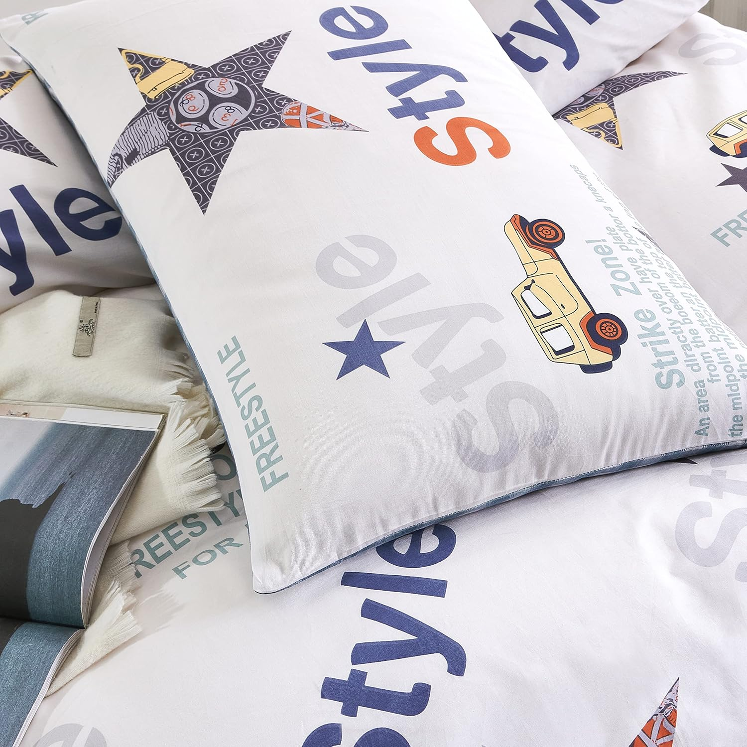 Plus Home Bedding Set for 150 Cm Bed, 3 Pieces, 100% Microfibre, Duvet Cover 240 X 270 Cm, Fitted Sheet 150 X 200 + 30 Cm, with Pillowcase 45 X 170 Cm, Design (Modern 62) (Bed 150 Cm)