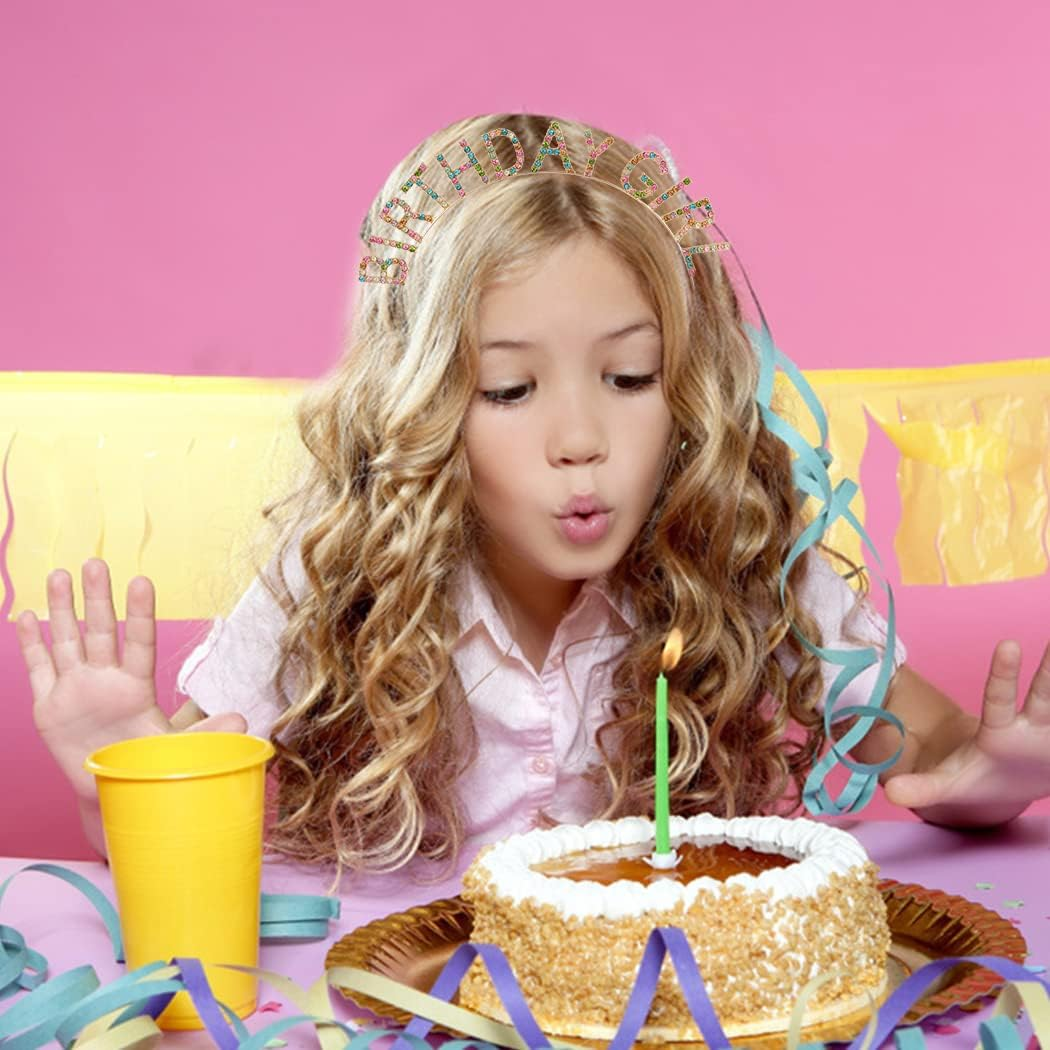 AOPRIE Birthday Girl Headband Birthday Tiara for Women Girls Happy Birthday Princess Crown Rhinestone Happy Birthday Accessories, Gold Colorful image number 6