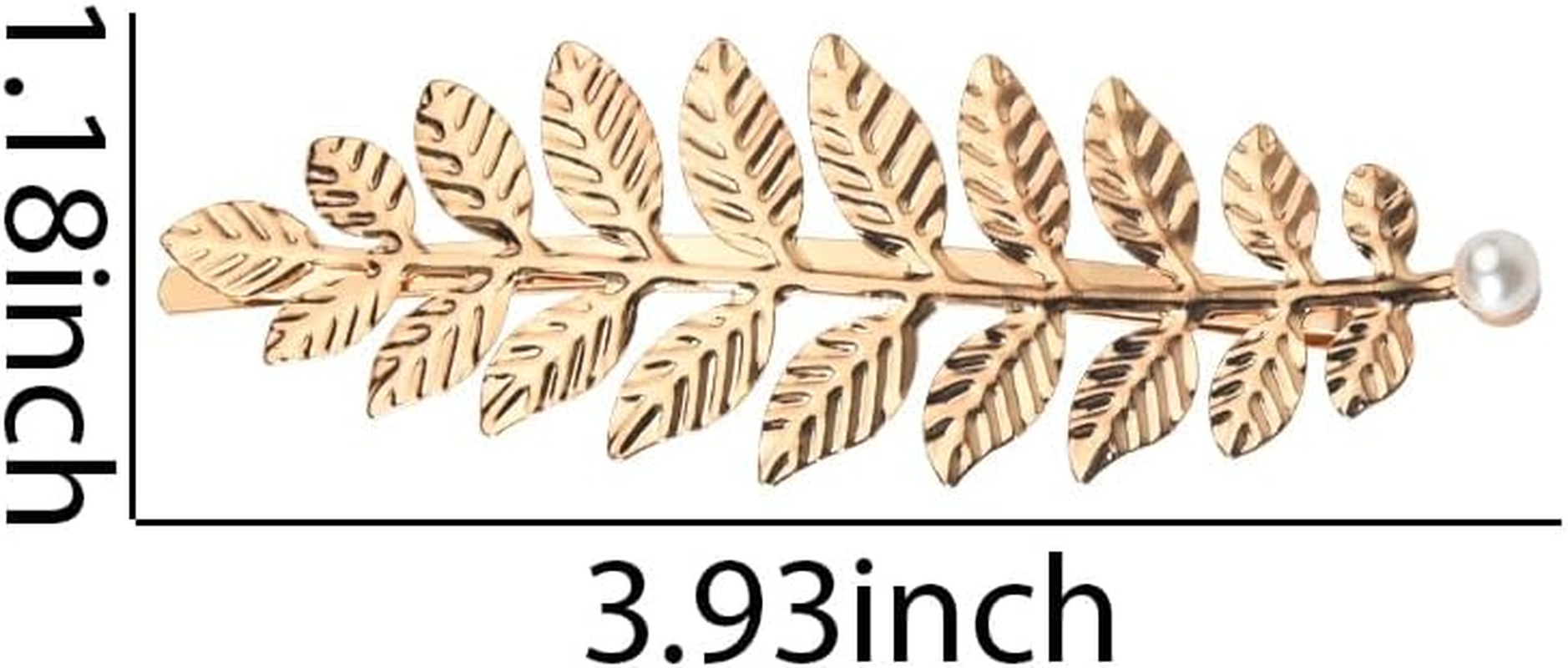 Guqqeuc Leaf Hair Clips Greek Goddess Hair Barrettes for Women Girls Leaves Bobby Pins for Wedding Bridal Hair Clip Prom Tiaras Pearl Leaf Headpiece for Bride Bridesmaid 2Pcs image number 3