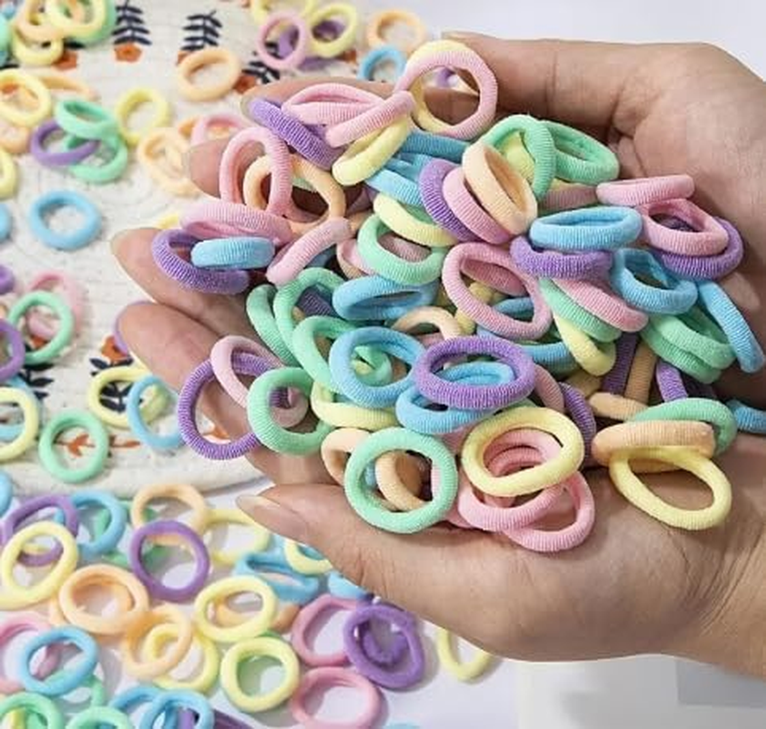 200 Colourful Elastic Hair Bobbles Non-Slip Ponytail Holders Hair Styling Accessories