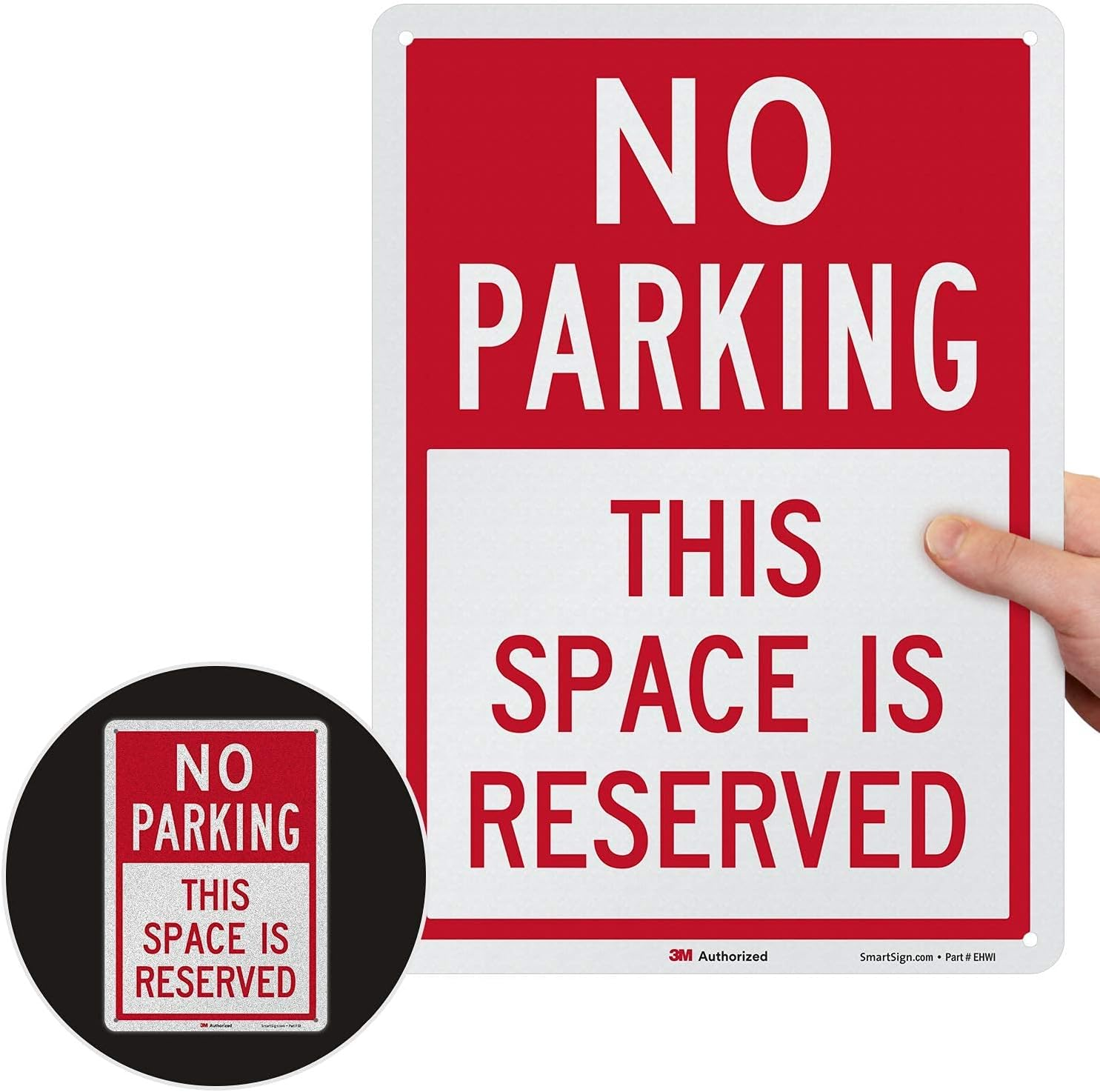 Smartsign &ldquo;No Parking - This Space Is Reserved&rdquo; Sign | 10" X 14" Engineer Grade Reflective Aluminum image number 4