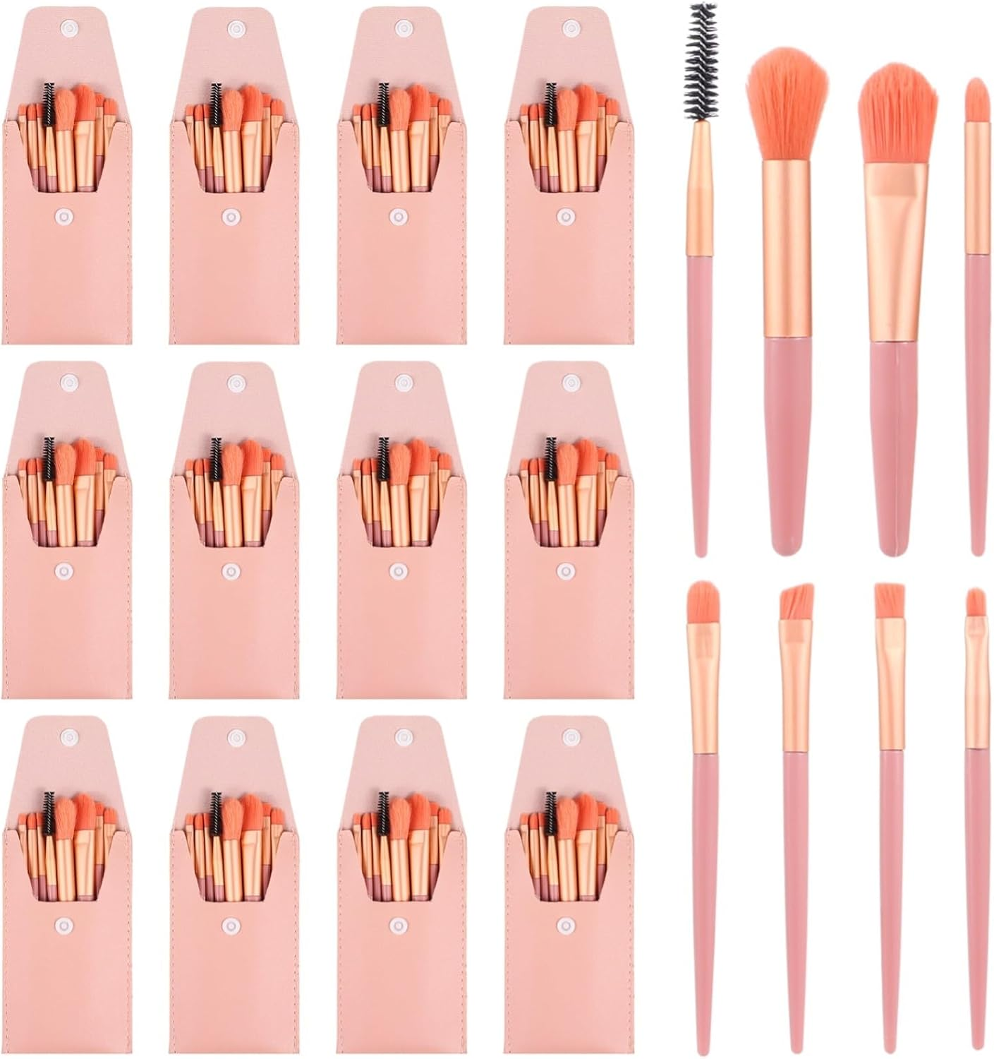 12 Sets Travel Makeup Brushes, Makeup Brush Bag with 8 Brushes, Bridesmaid Gift, Synthetic Fiber Makeup Brush, Foundation Blush Shadow Brush Set, Portable Makeup Brush Set for Weddings, Parties image number 4