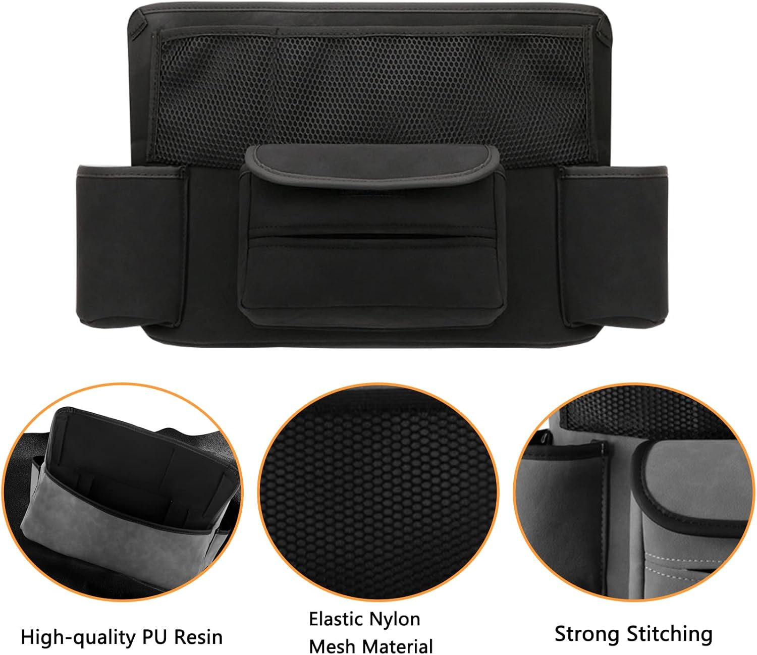 EKALA Car Pocket Handbag Holder for Car between Seats with Multi-Pocket Car Large Capacity Storage Bag Removable Inner Liner Pet Kids Barrier Car Net Pocket Purse Holder for Car(Black) - Brown image number 7