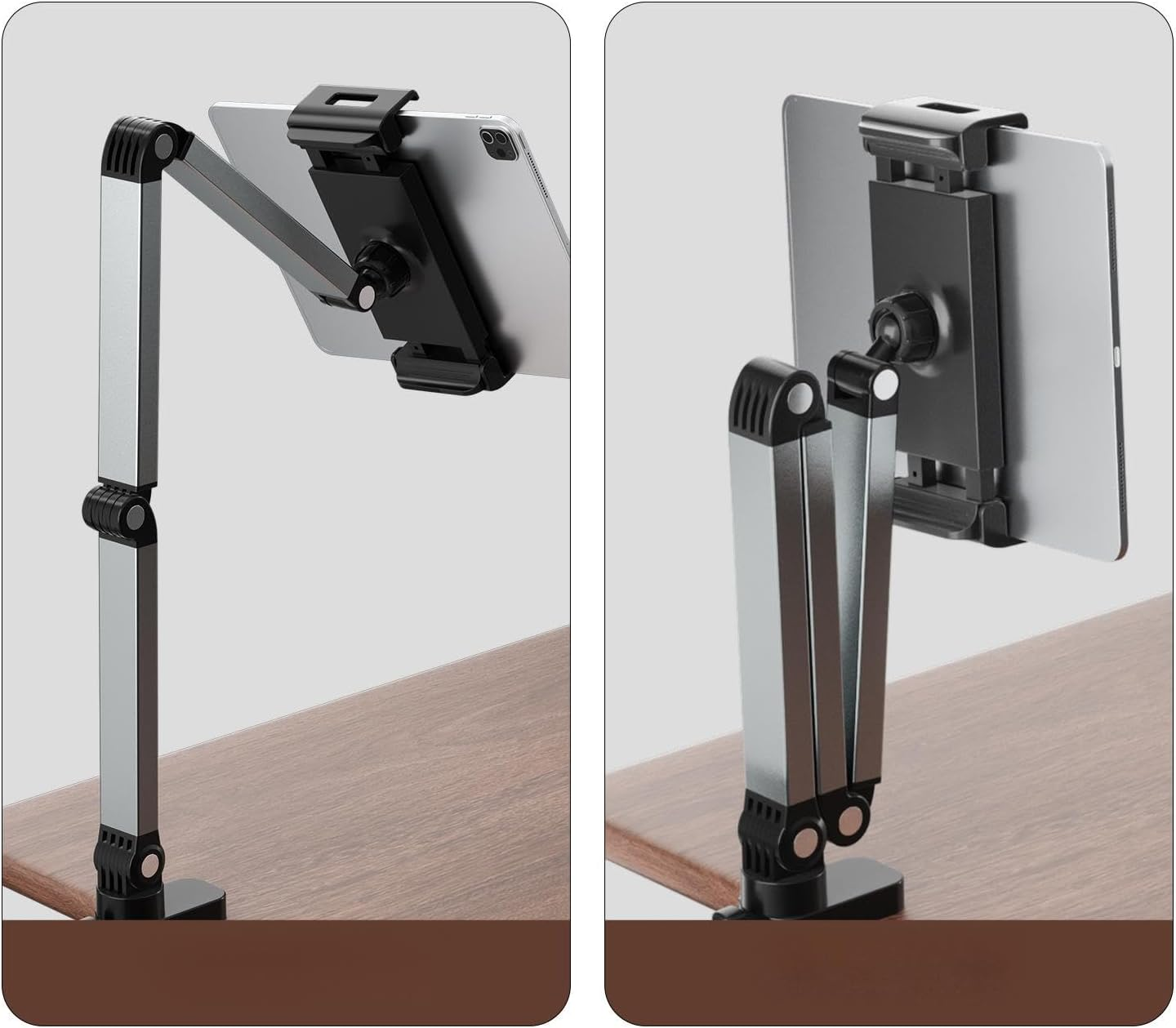 Tablet Stand Holder, Foldable Ipad Phone Tablet Stand for Desk and Bed, Aluminum Alloy Arm Mount 360&deg; Adjustable Phone Holder Compatible, Phones or Other 4.7-16" Device (Black) image number 4