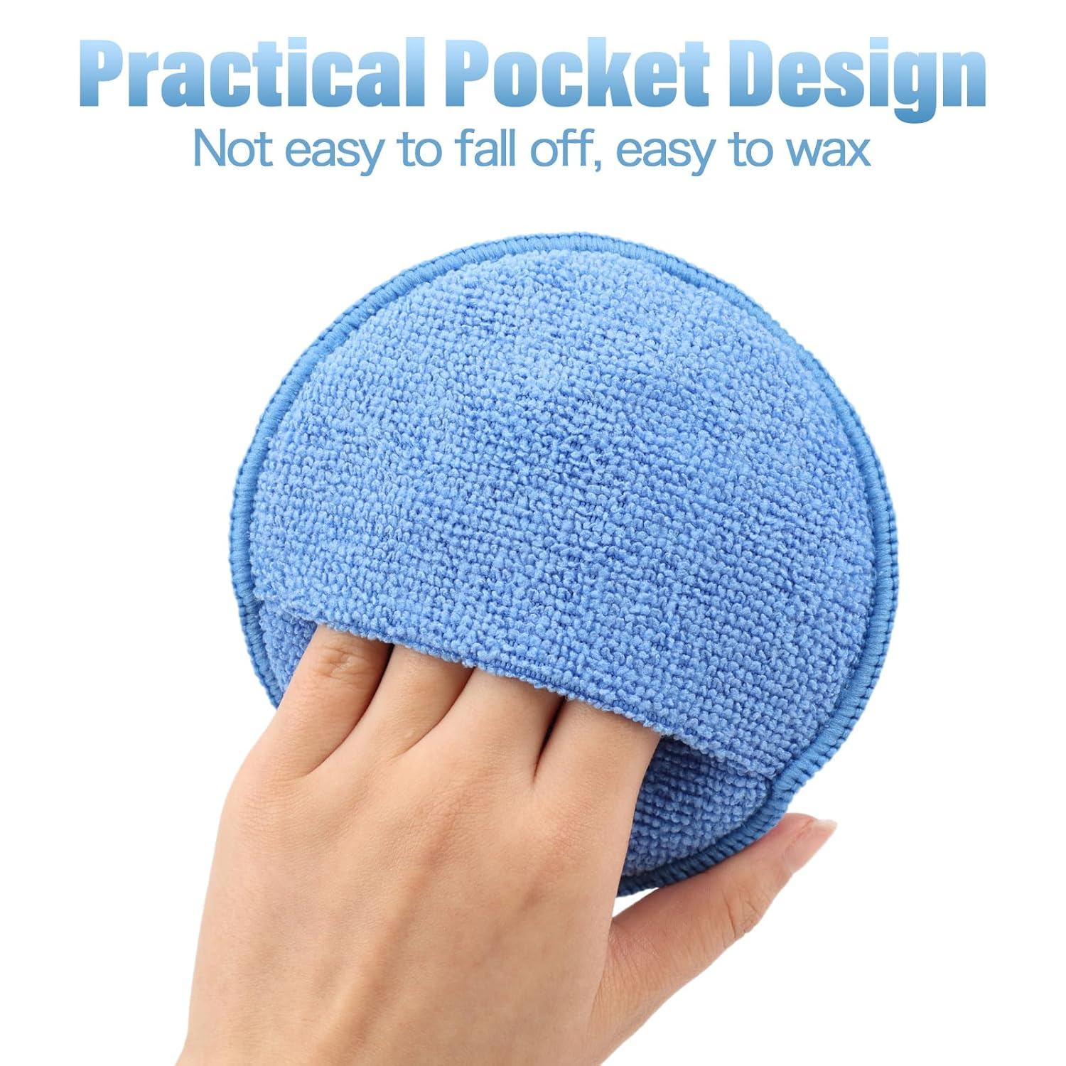 Viiotu 5 Pcs Wax Applicator Pads - 12.5Cm/4.92In - Car Polishing Pads with Finger Pockets, Car Wash Buffing Kit for Car Cleaning and Fine Polishing image number 5