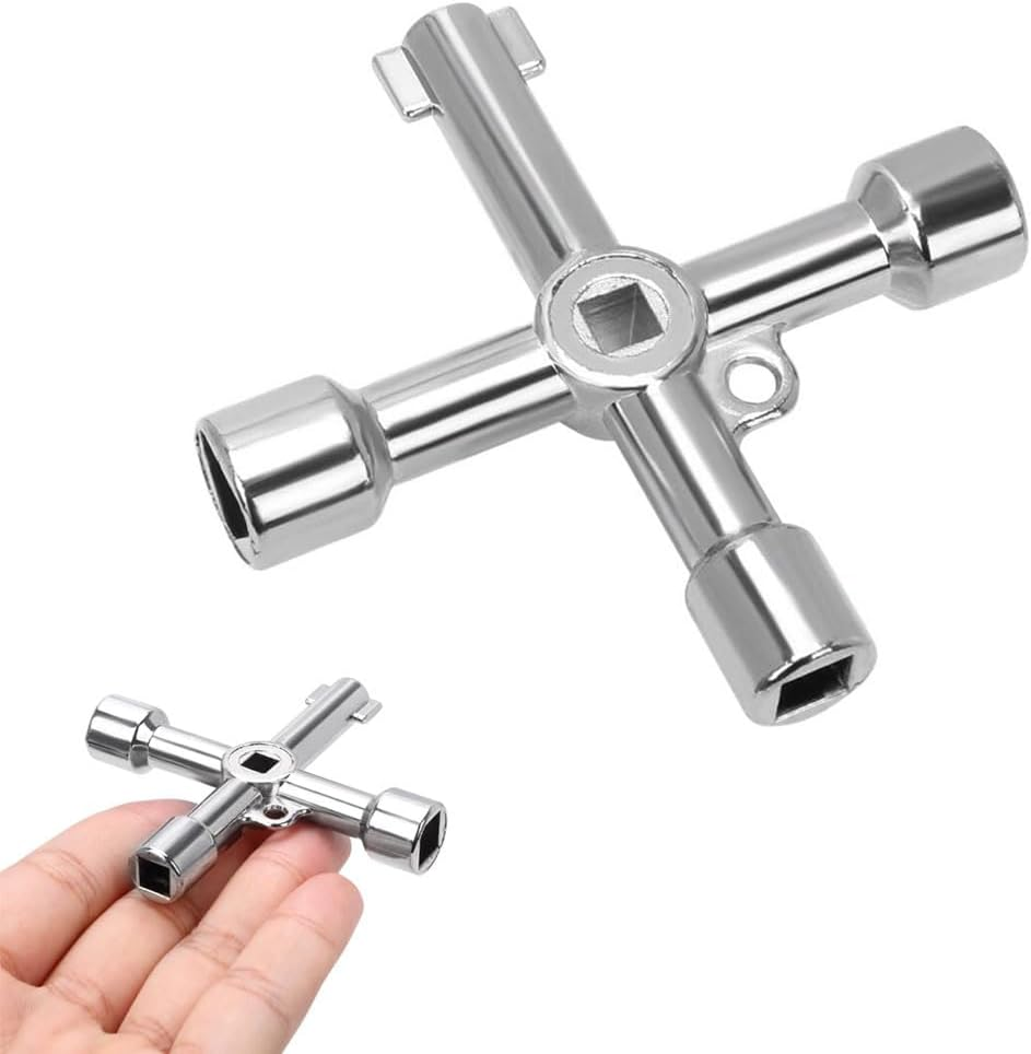 Fogcosy 1 PCS Panel Key - Electric Box Key, 4 Way 4 in 1 Utilities Keys, Triangle/Square/Panel Cross Keys for Faucet,Gas,Meter,Valve,Spigots,Electrical Cabinet Opening image number 4