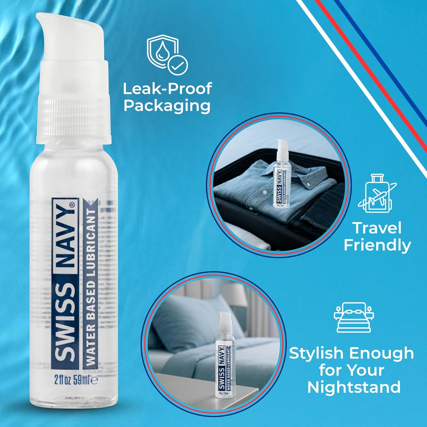 Swiss Navy Water Based Lubricant 2Oz, 59 Milliliters image number 3