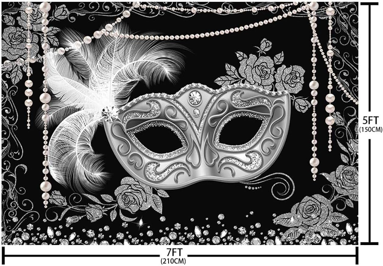 AIBIIN 210 X 150Cm Black and Silver Sequin Lightweight Bokeh Backdrop Decoration Party Birthday Wedding Photo Backdrop for Newborn Studio Prop