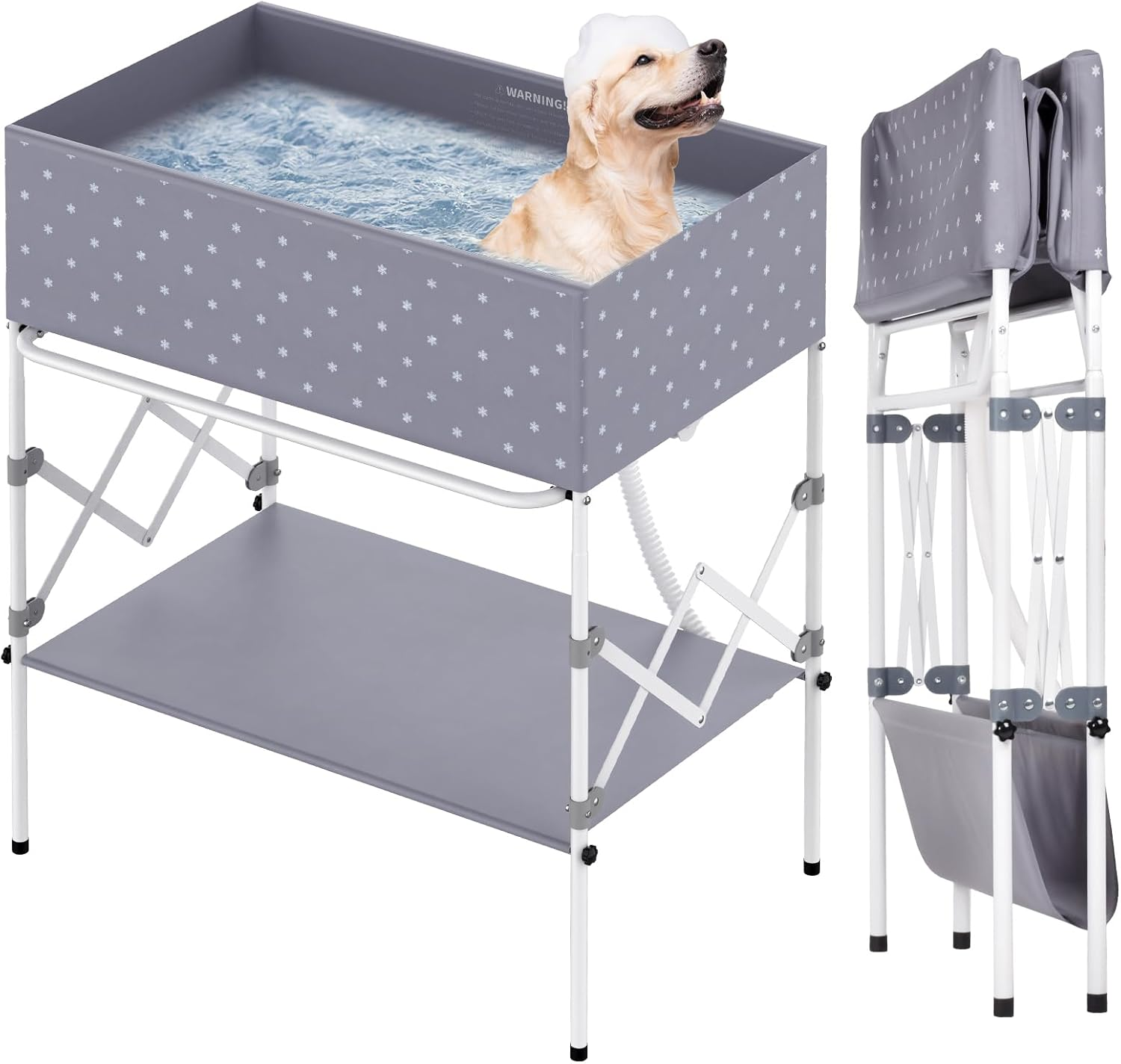Advwin Portable Dog Bath Tub, Elevated & Foldable Pet Shower Station with Quick Drainage, Bathing Tub for Washing & Grooming Small and Medium Size Dogs, Cats and Other Pet, Indoor & Outdoor image number 6