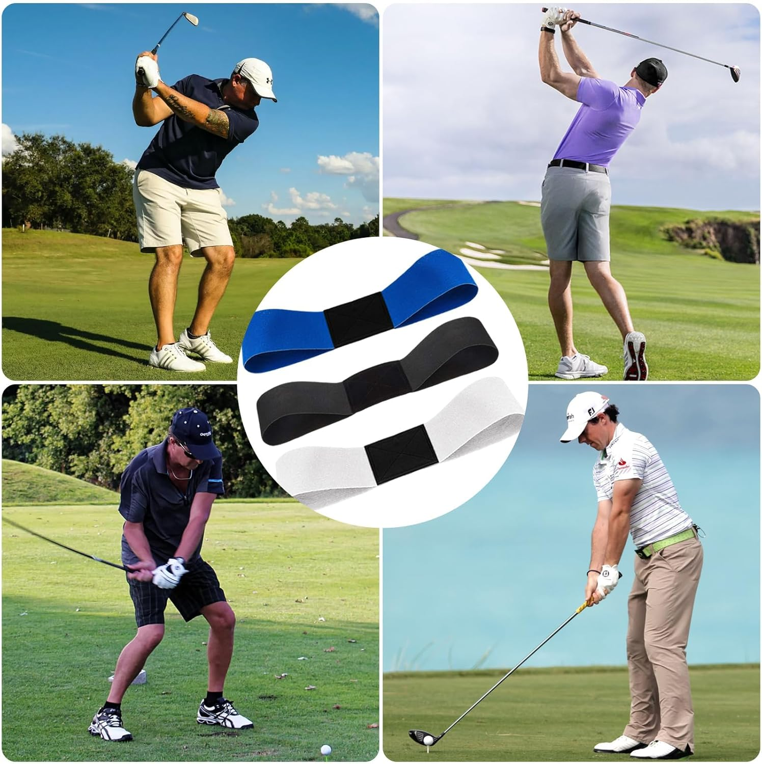 3PCS Golf Swing Trainers, Training Arm Bands Elastic Fabric One-Size-Fits-Most Durable Golf Wrist Grip Training Aid for Swing Improvement Indoor and Outdoor Practice image number 2