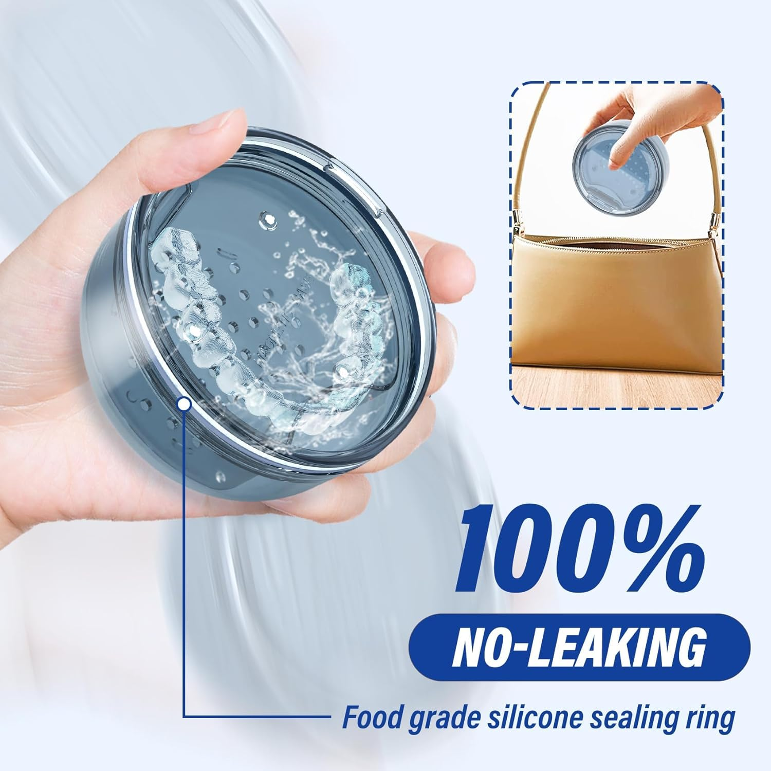 Denture Case Retainer Cleaning Case: 2 in 1 Retainer Case, No-Leak Denture Bath Box Cup, Complete Clean Care for Dentures, Clear Braces, Mouth Guard, Night Guard & Retainers image number 5