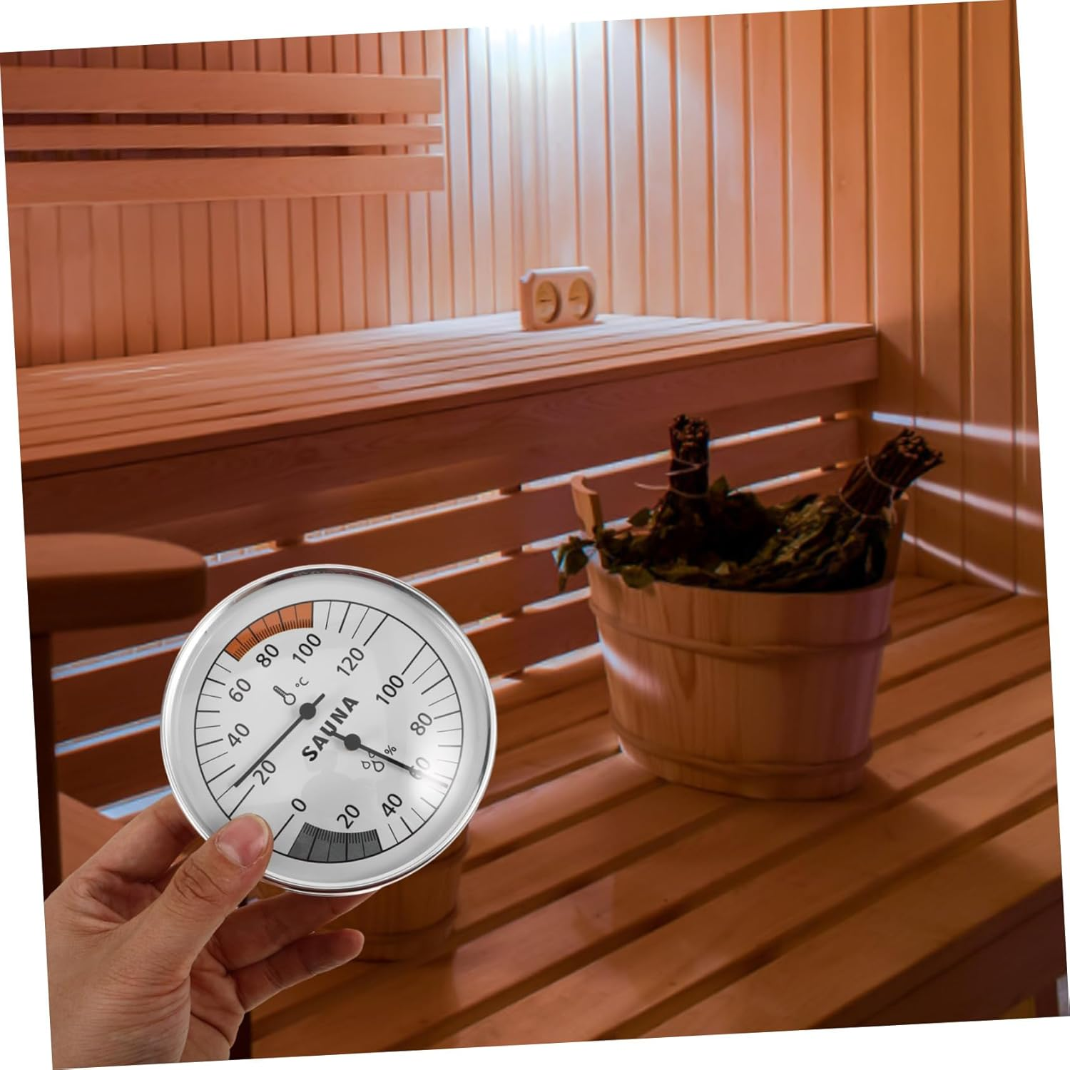 Sauna Thermometer Hygrometer with Hanging Design for Indoor Sauna Rooms Wall-Mounted Temperature Humidity Gauge Easy Installation Scale for Accurate Measurement