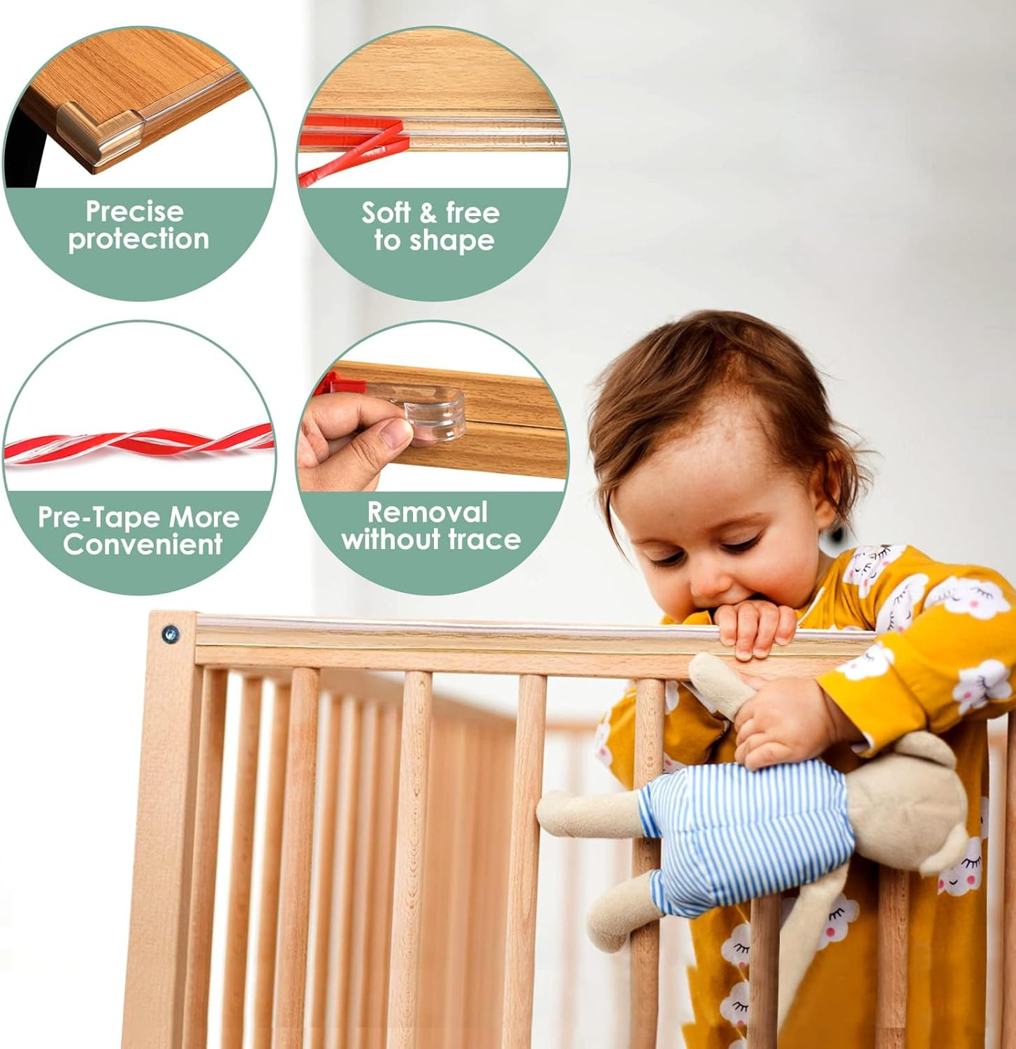 Edge Protector Strip Silicone 3M/9.8Ft Baby Safety Bumper Strip Transparent Table Edge Guard with Kids Proofing Safety Corner for Table Desk Furniture Cabinets Shelf Sharp Corner image number 5