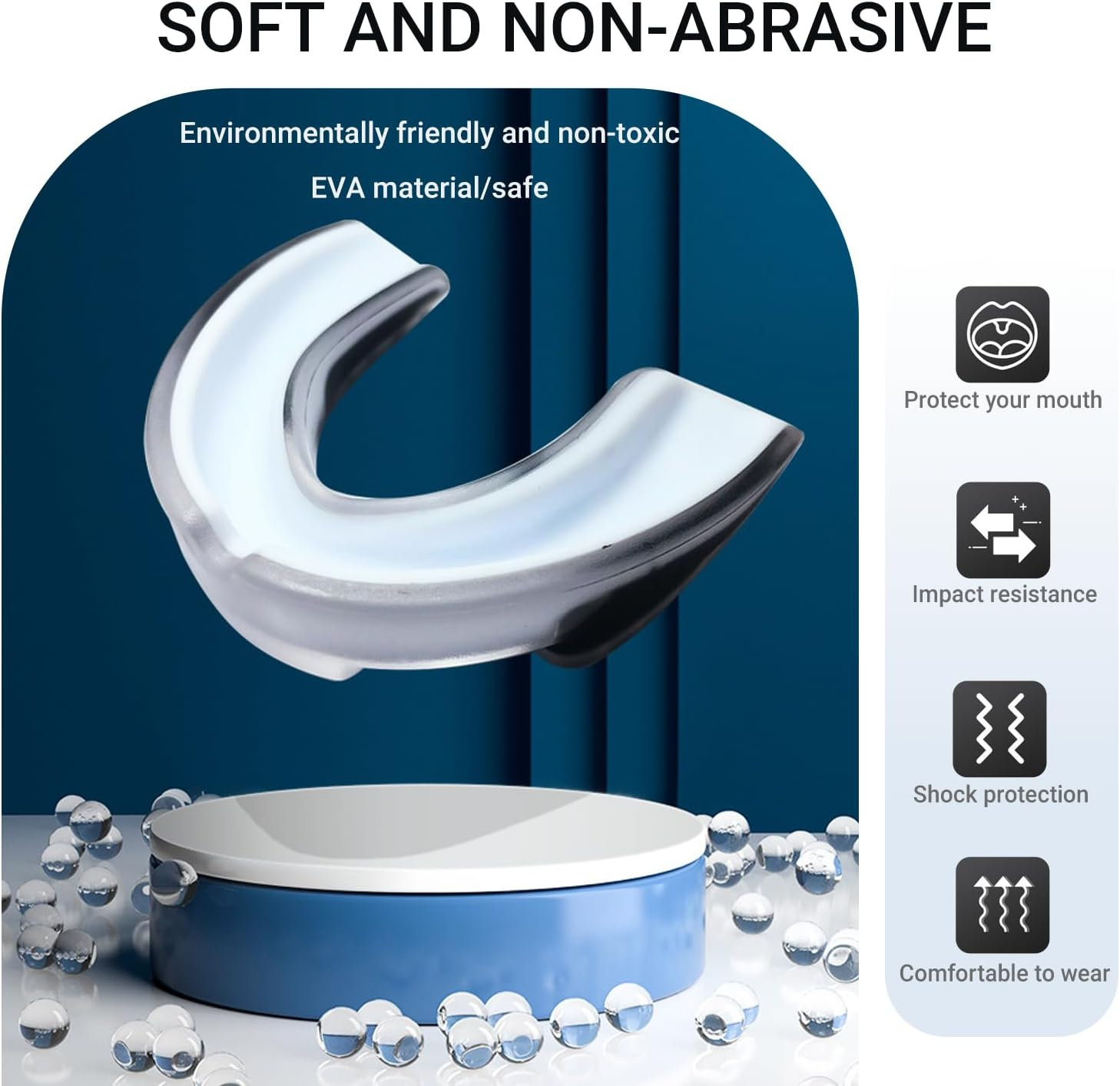 Mouth Guard, 2 Pcs Sports Mouthguard with Case for Rugby, Boxing, Mixed Martial Arts, Hockey, MMA, Karate, Taekwondo, Basketball, Football for Teens, Adults (Black & White) image number 1