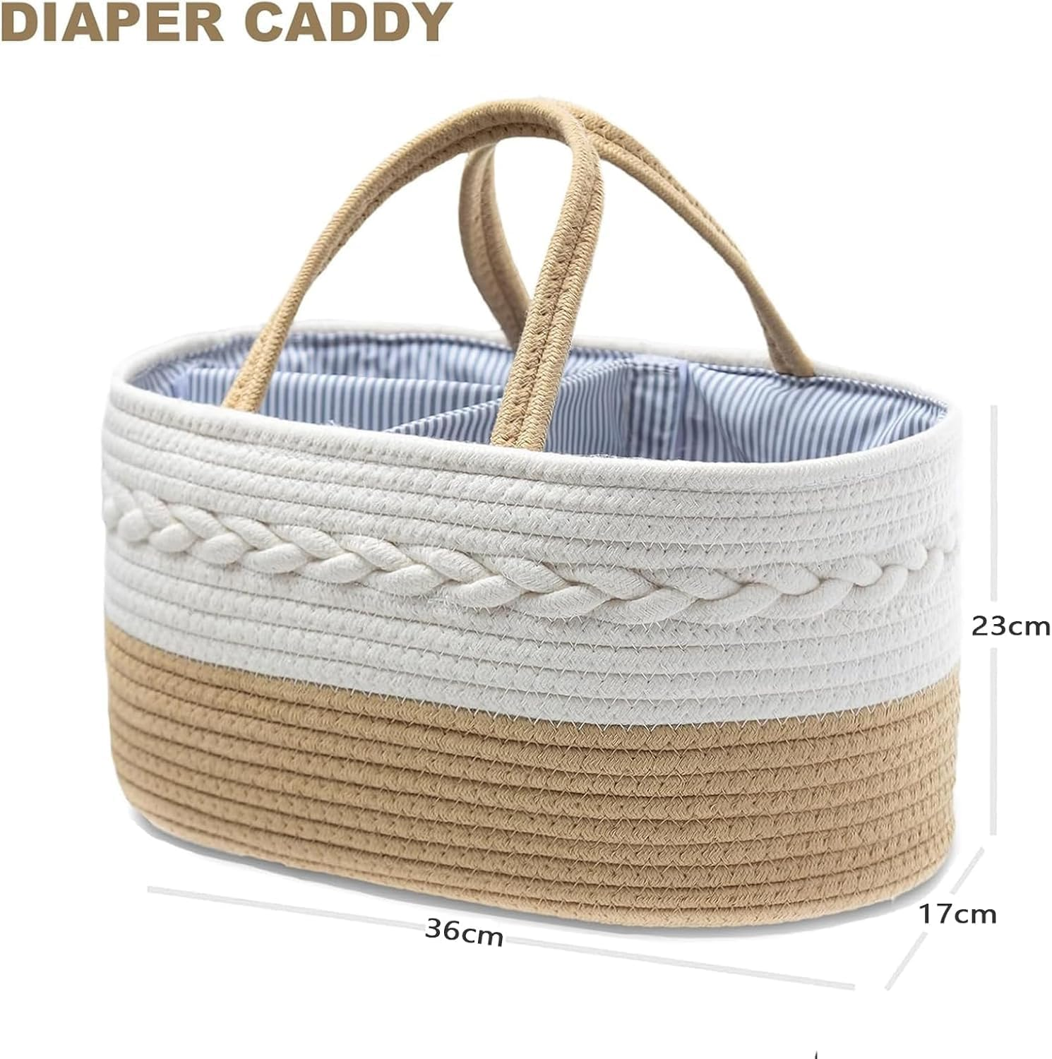Diaper Caddy Organizer for Baby, Cotton Rope Baby Gift Basket, Portable Diaper Organizer for Changing Table, Diaper Nursery Storage Organizer for Baby Stuff, Baby Shower Gifts for Newborn image number 2