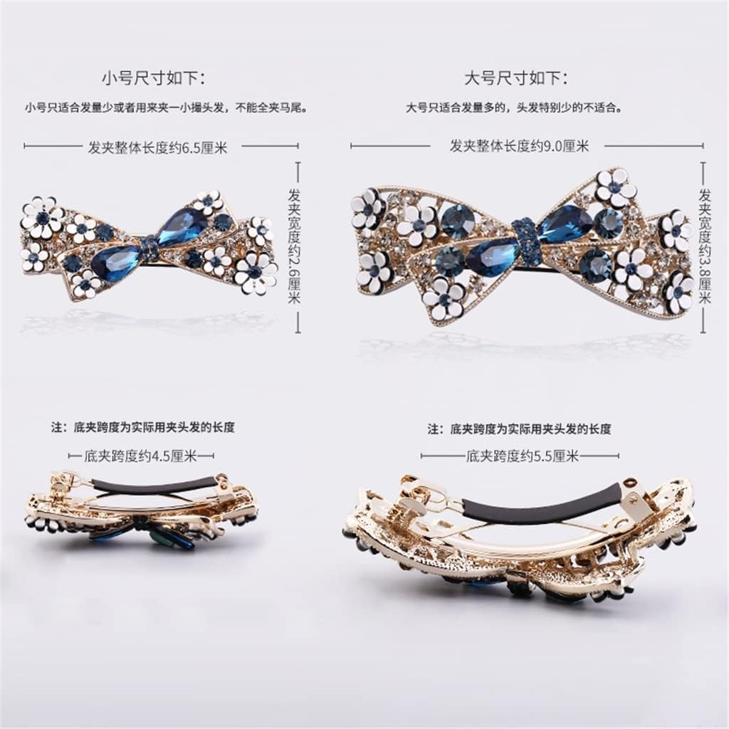 Alligator Clip,Headdress,Hair Clamp,Hairpins,Hairpin Female Korean Rhinestone Bow Hairpin One Word Clip Headgear Top Clip Back Head Broken Hairpin Clip (Color : A, Size : 6.5 * 4.5Cm) image number 4