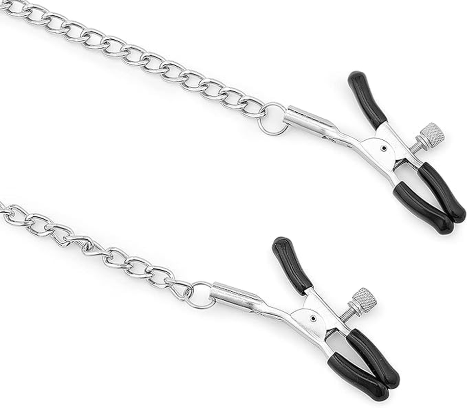 Nipple Clamps with Choker Set Nipple Clips Chain Clamps for Women Chokers for Women Nipple Non Piercing Bells image number 5