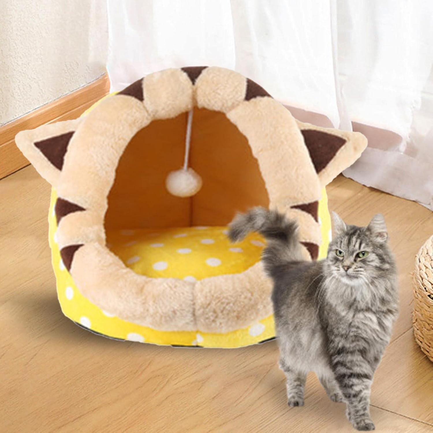 Cute Cat Beds for Indoor Cats, Pet House Dog Sleeping Bed Dog Nest Winter Warm with Cushion Nonslip Bottom for Small Medium Large Dogs Cats, Cat, S/288 (Color : Cat, Size : Medium)