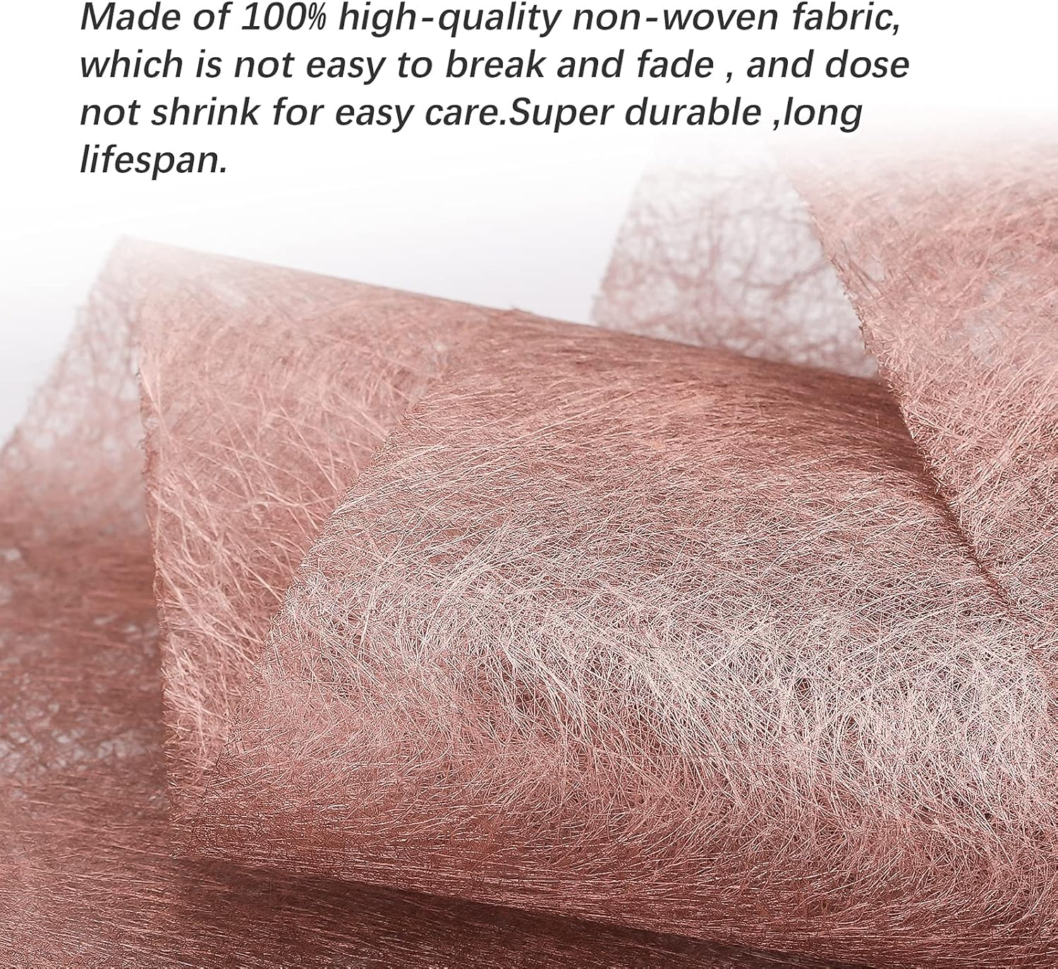 KINBOM 30Cmx5M Non Woven Table Runner Pink Gold, for Wedding Bachelorette Party Baby Shower Birthday Christmas Halloween Party Decorations image number 1