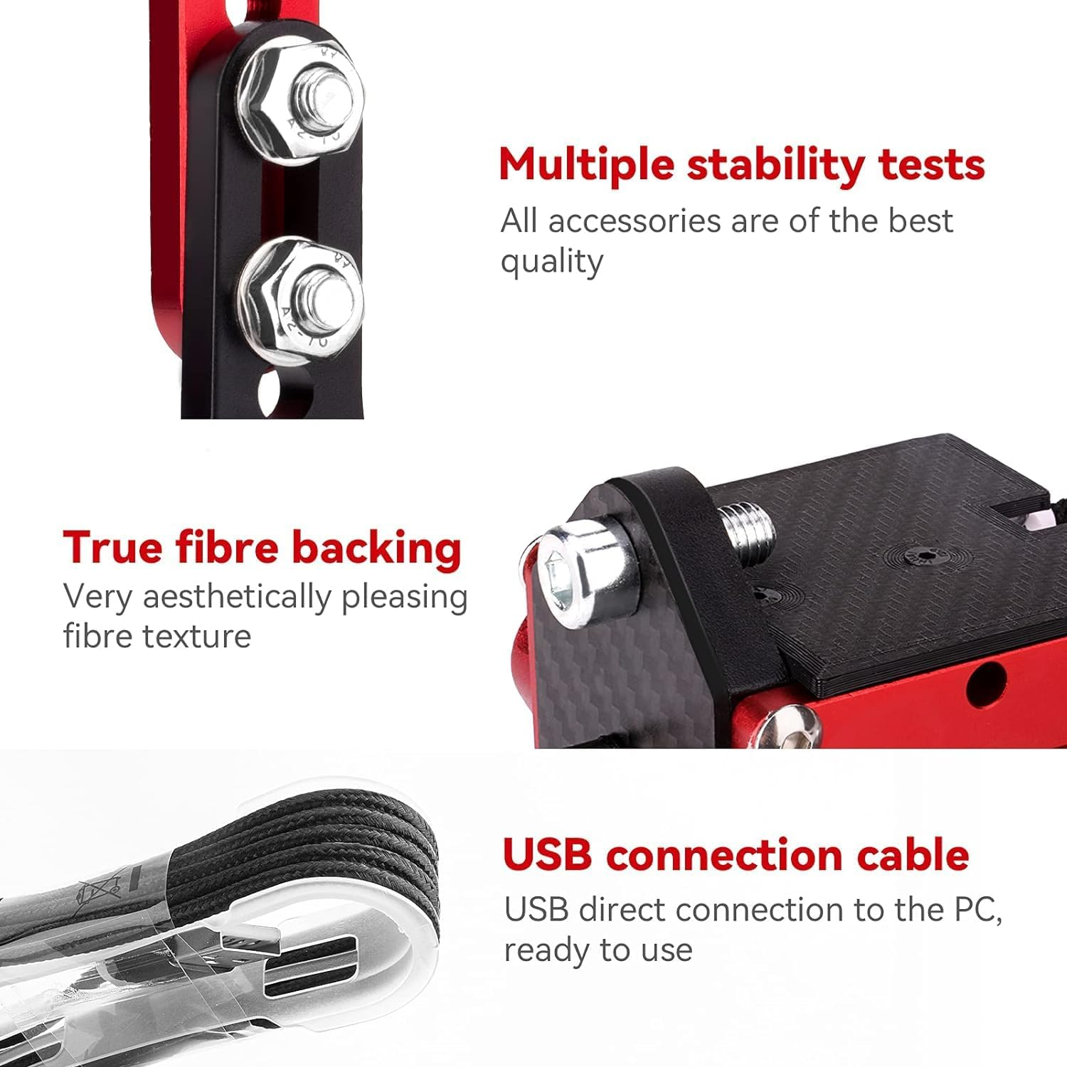 64 Bit USB Handbrake with Clamp for PC Windows Sim Racing Games G25 G27 G29 T500 FANATECOSW Dirt Rally with Handle Grip Red A image number 5