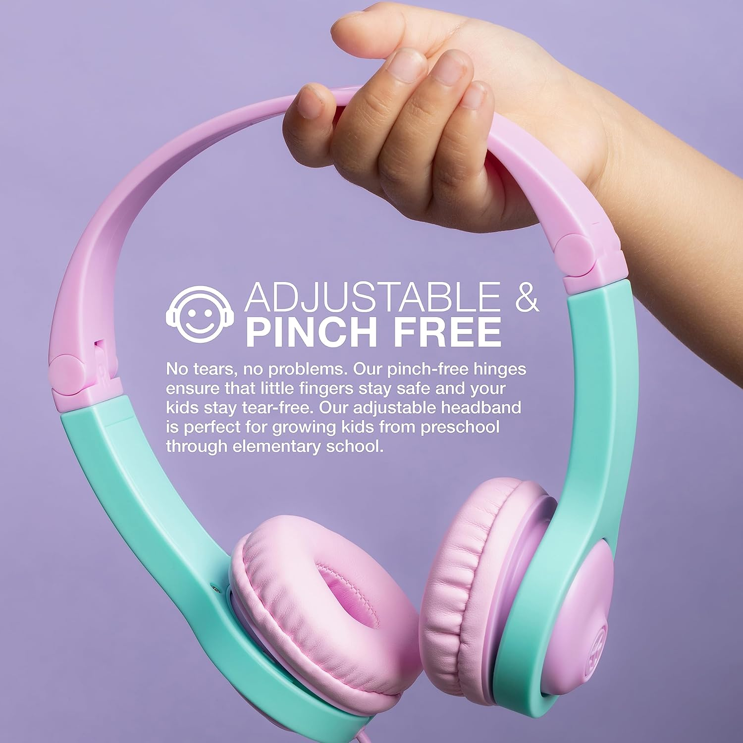 Jlab Jbuddies Folding Kids Wired Headphones Gen 2, Pink/Teal, Toddler Headphones, Noise Isolation, Kids Safe, Volume Limiting Headphones, Headphones for Children Ages 2+ - Blue/Grey image number 3