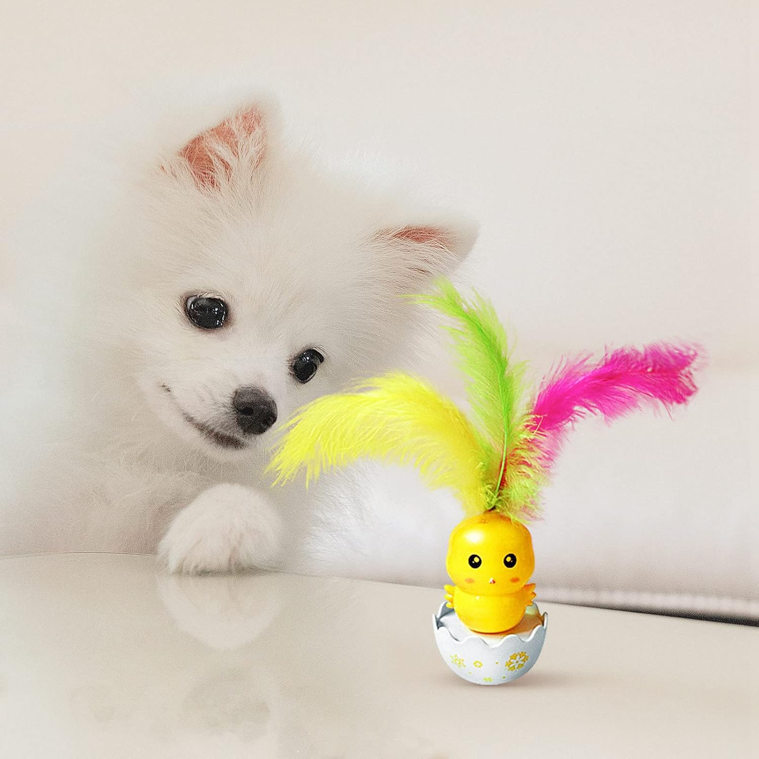 Cat Toys with Feathers | Cat Wand Rabbit Duck Penguin Bite-Resistant - Interactive Colorful Feather Wand Cat Teaser for Dogs Kittens Puppies image number 6