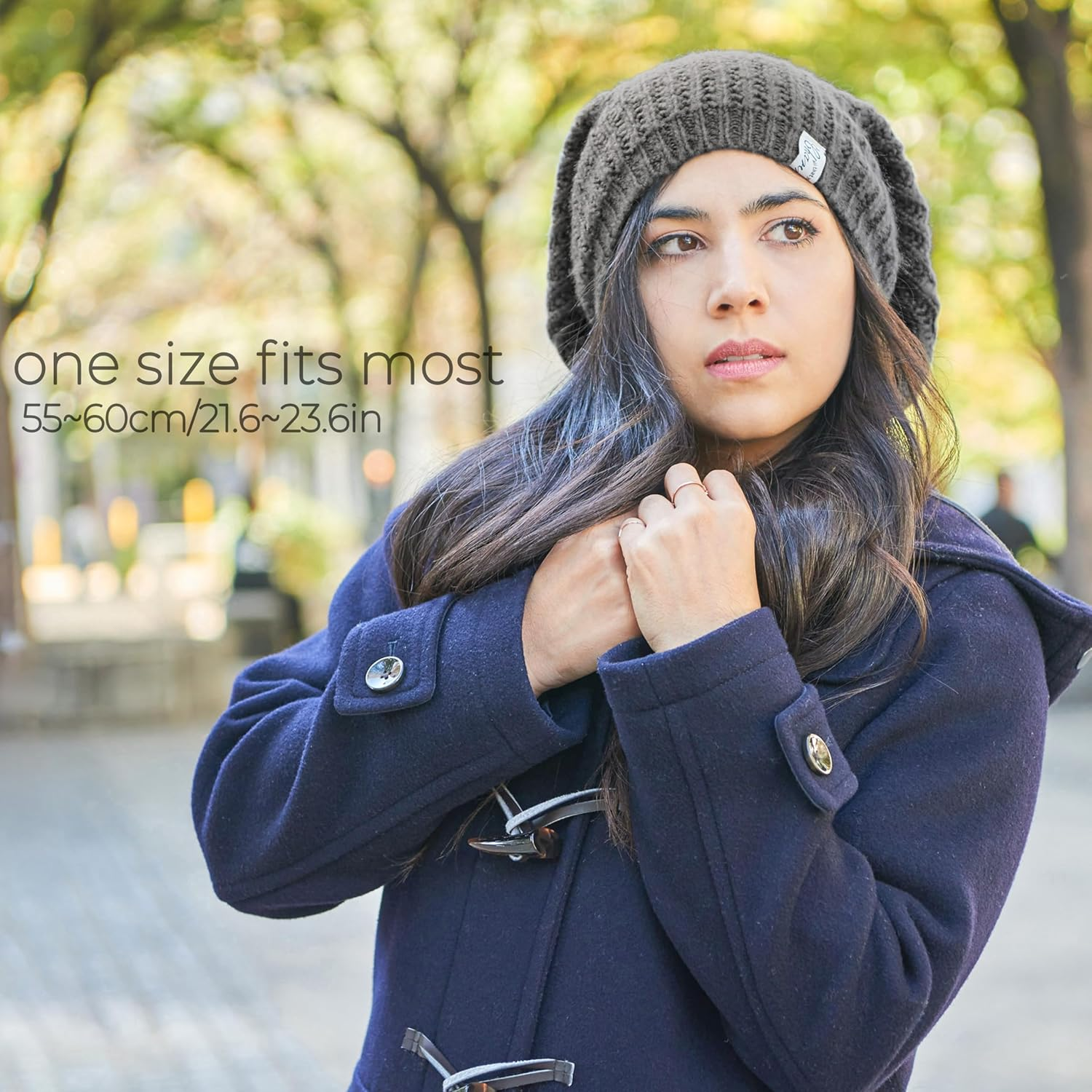 CHARM Oversized Winter Slouchy Knit Beanie - Mens Warm Fall Hat Womens Dreadlock Cap Large Slouch Tam for Big Heads - Blue image number 5