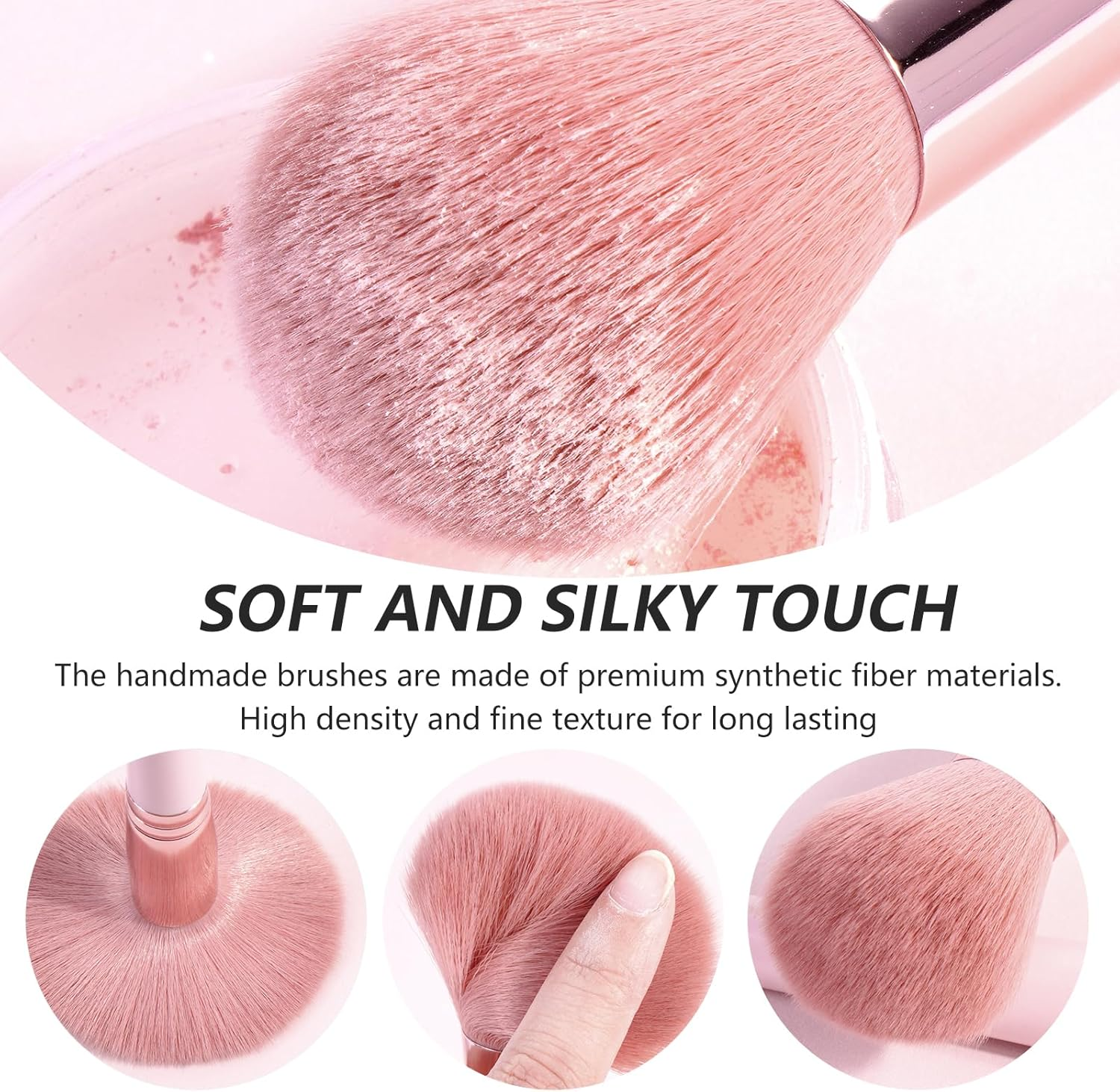 MAANGE 30 Pcs Professional Makeup Brushes with Case, Premium Synthetic Face Foundation Powder Blush Eyeshadow Blending Eye Brush Set Travel Makeup Brushes Set (Pink) image number 5