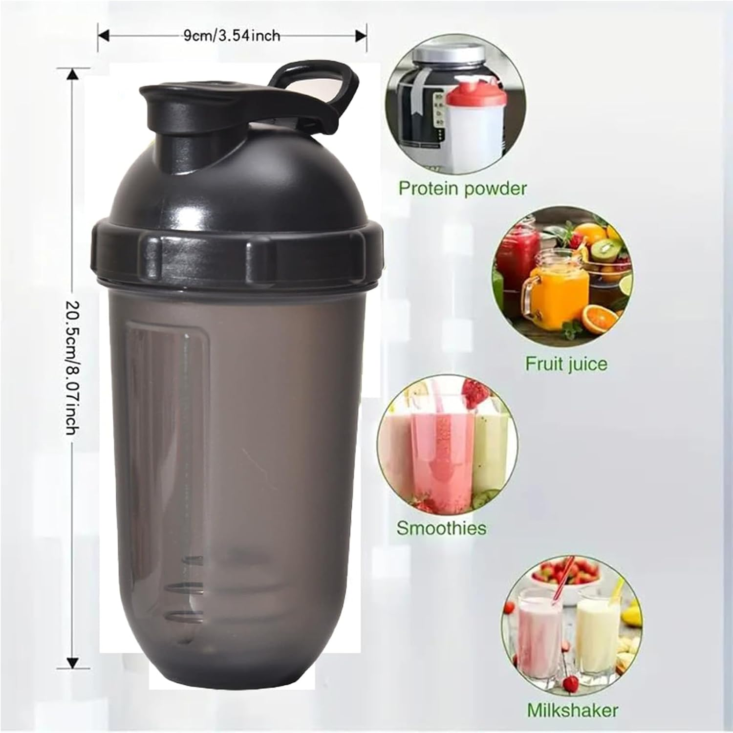 17Oz Protein Shaker Bottle Blender, Best Shaker Cup for Protein Mixes - Hidden Carrying Handle, Classic Loop Top & Wire Whisk Ball - Workout Sport Water Bottle for Indoor and Outdoor (Black) - Purple image number 2