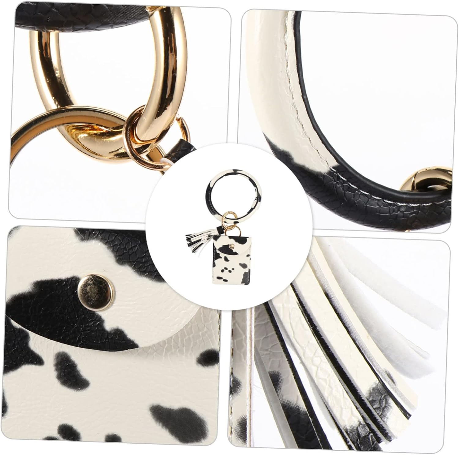 VALICLUD Bracelet Keychain round Purse Key Chains Coin Bag Wrist Wallet Tassel Bracelet Keyring Locket Bracelet Wristlet Holder Wrist Purse Wristlet round Key Ring Bangle Keyring Alloy image number 6