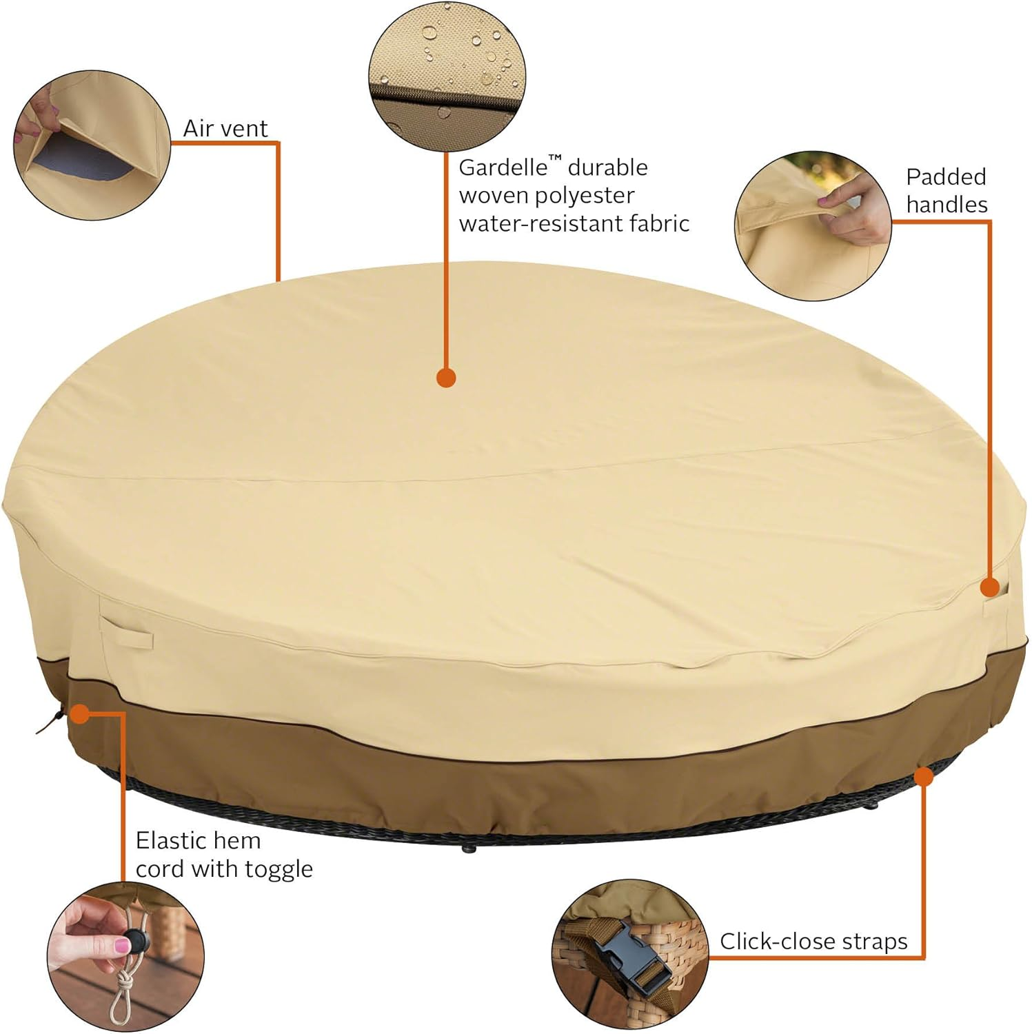 Classic Accessories Veranda Weatherproof 90 Inch round Patio Daybed Cover image number 4