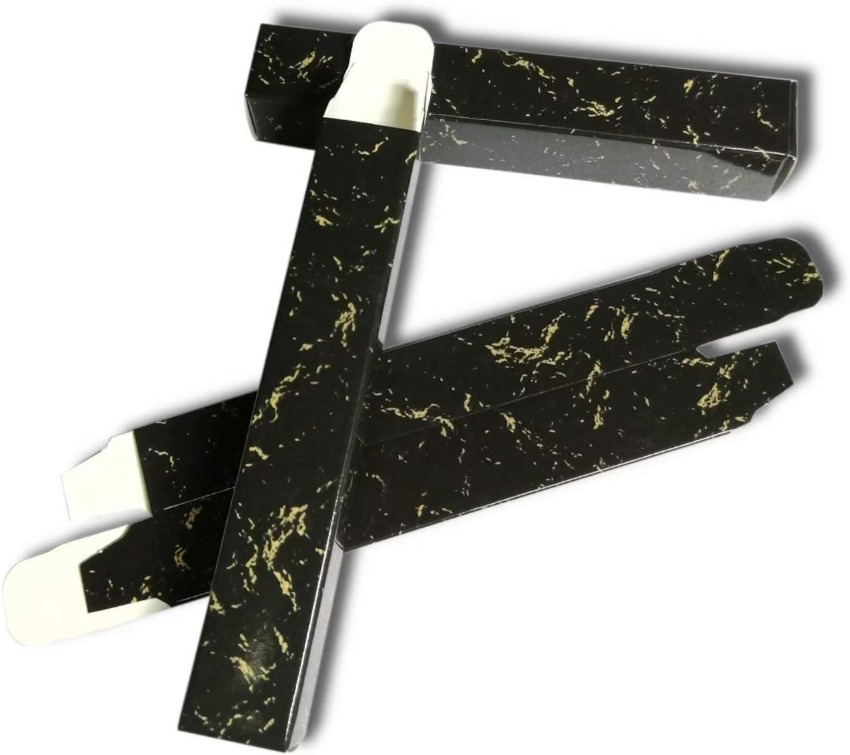 50 Pcs Empty Lip Gloss Boxes 12X2X2Cm Mascara Wand Tube Packaging Black Marbling Long Lipgloss Paper Case Lip Balm Glaze Gift Organizer Foldable DIY Make-Up Sample Wrapping Storage image number 2