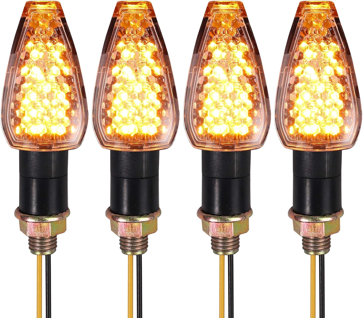 Justech 4Pcs 14Leds Motorcycle Turn Signals Indicator Amber Signal Light Waterproof E-Marked Turning Blinker Light for 12V Motorcycles Motorbikes image number 5